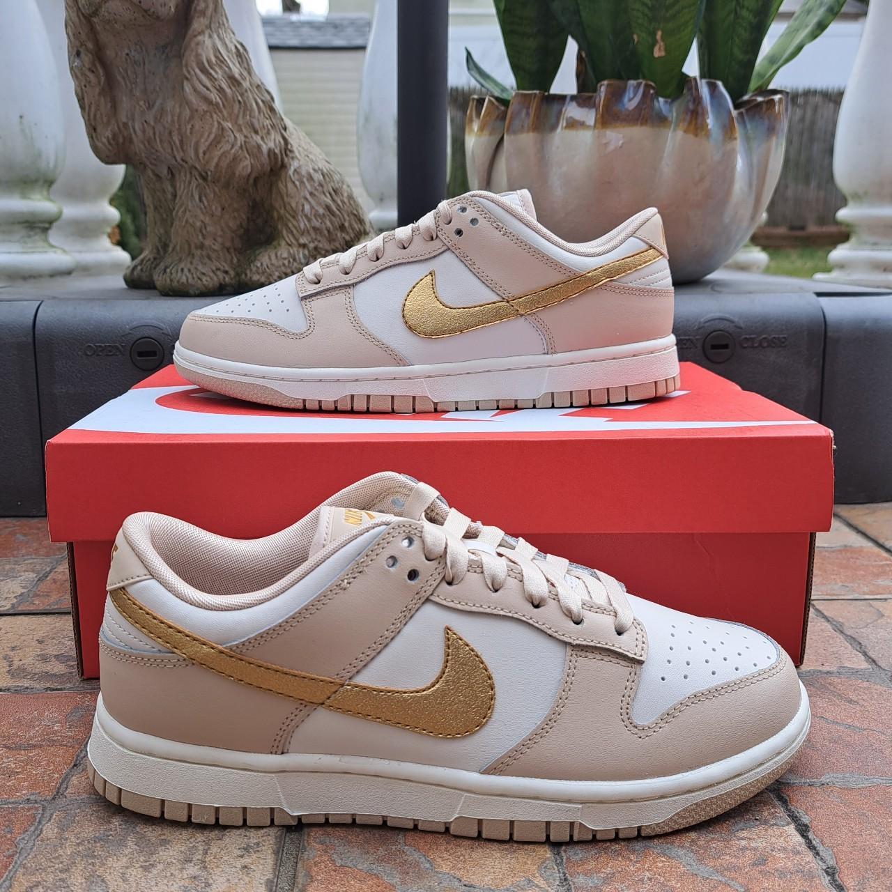 womens white nike shoes with gold swoosh