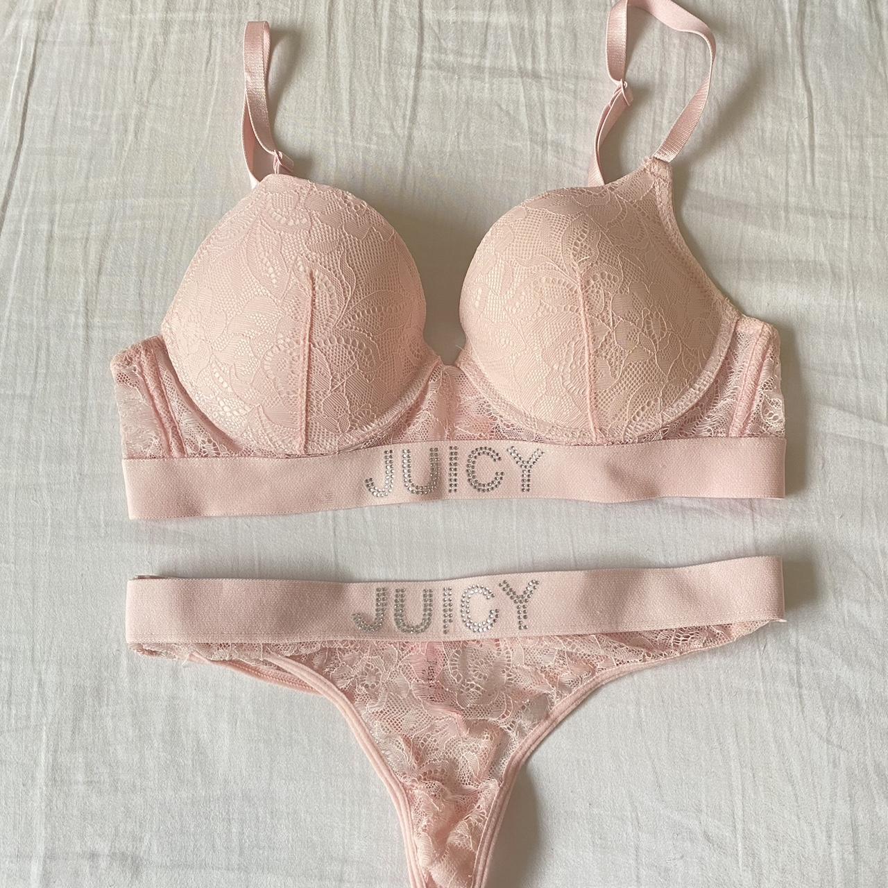 Juicy Couture Pink Set 💗💗 -34B bra and size small - Depop
