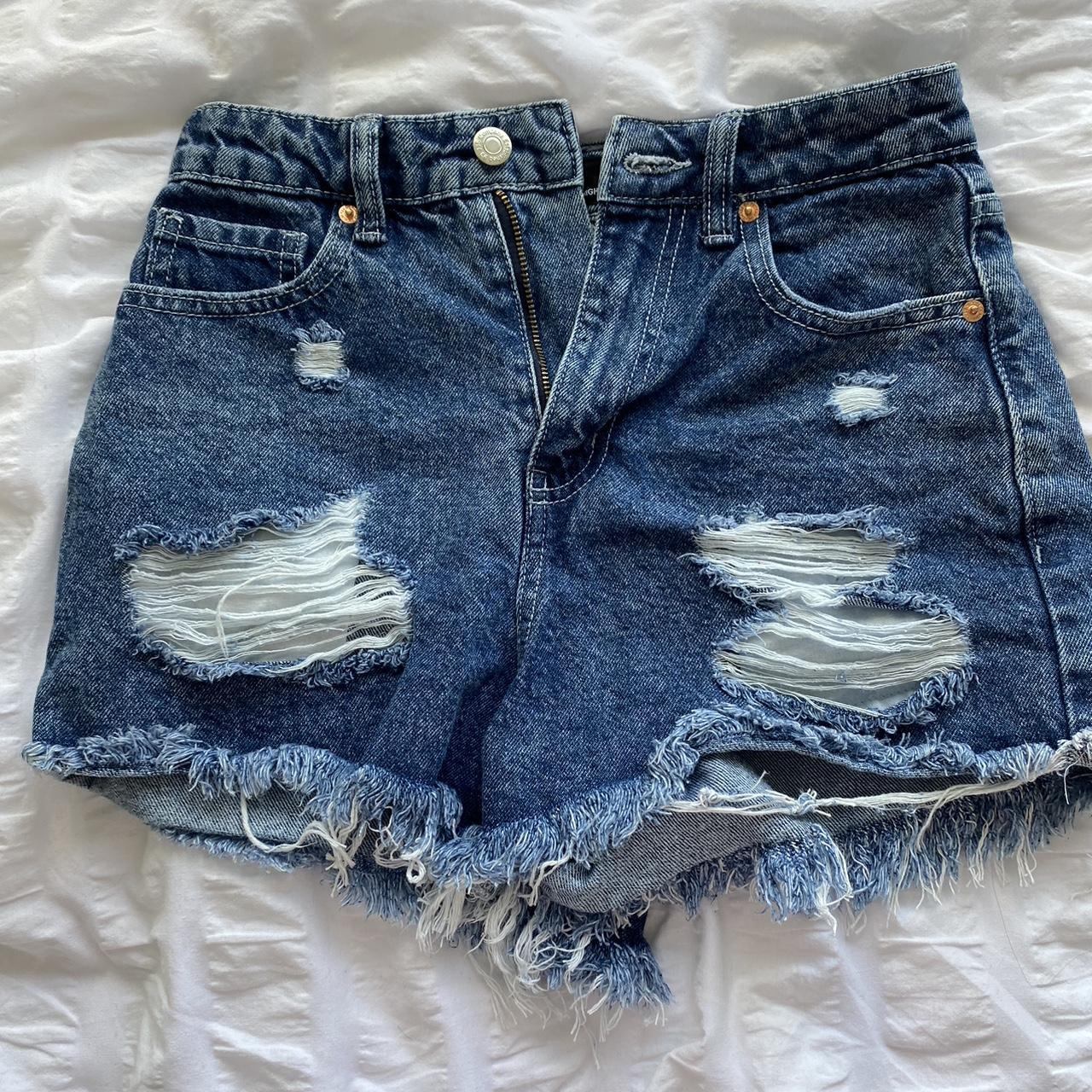 jay jays high waisted dark wash denim shorts size 6... Depop