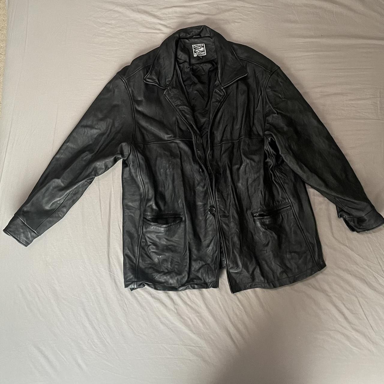 Vintage Minnesota Vikings leather jacket in black. - Depop