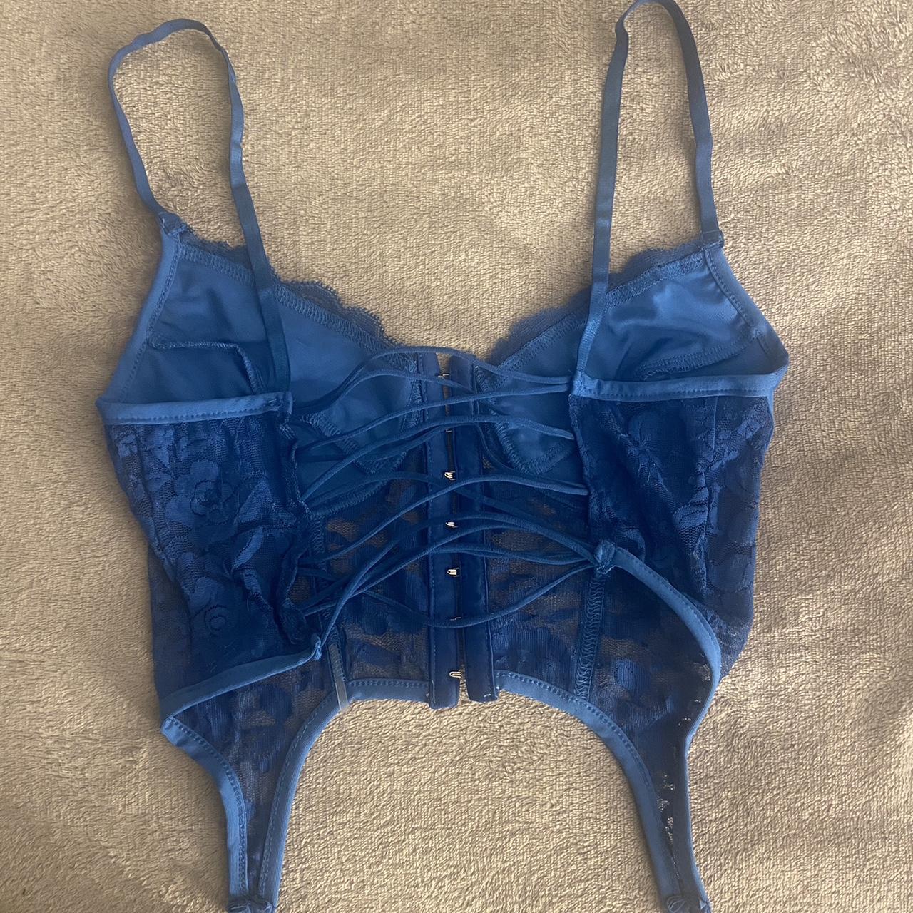 royal blue corset top with strappy back, size S Depop