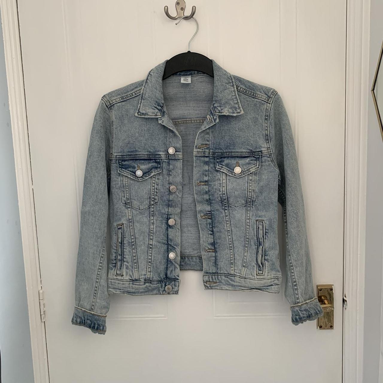 H&M light blue denim jacket Size 6/8 Used but in... - Depop