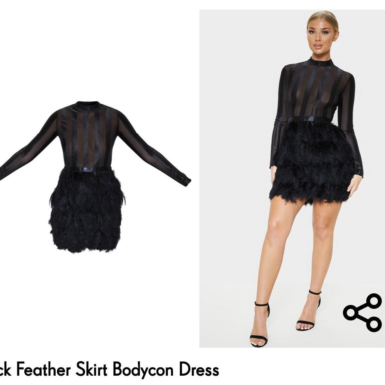 Black feather deals skirt bodycon dress