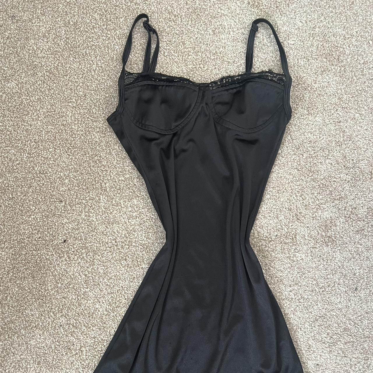 Motel rocks black satin mini dress with lace detail Depop