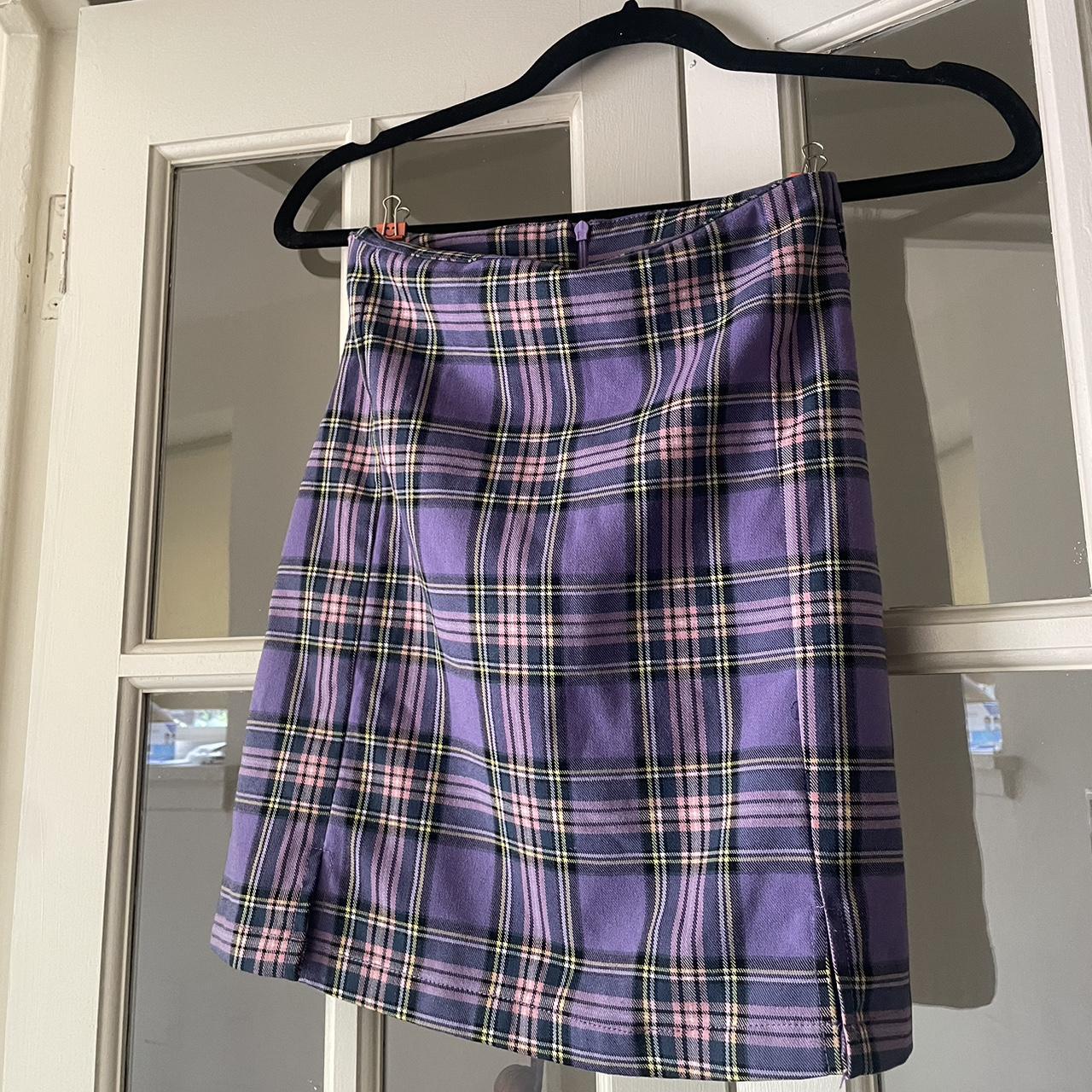 Pink plaid shop skirt pacsun