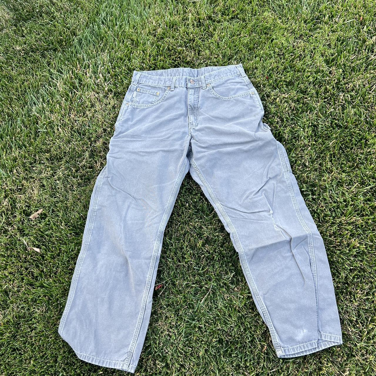 Green carhartt pants 34x30 7/10 condition small... - Depop