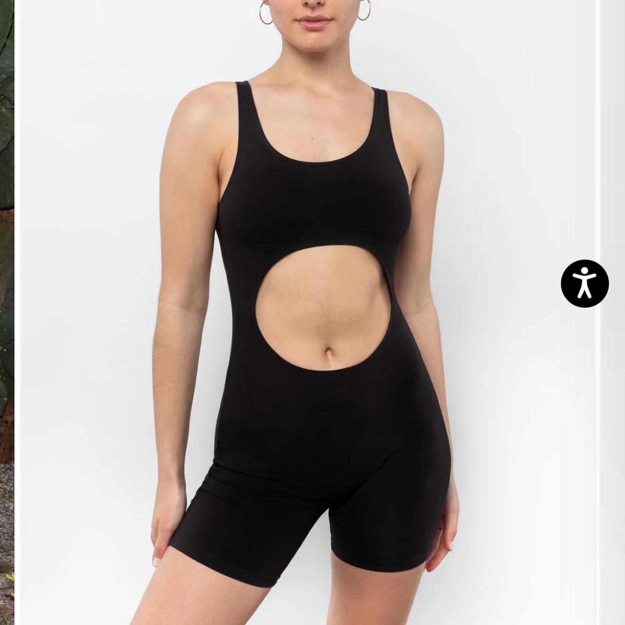 Los Angeles Apparel cut out shortsuit bodysuit size - Depop