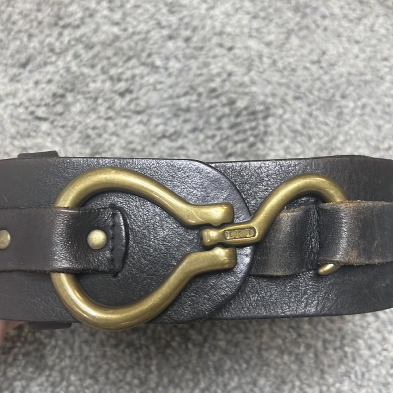 Lauren Ralph Lauren Brown Leather Belt Brass Hook... - Depop