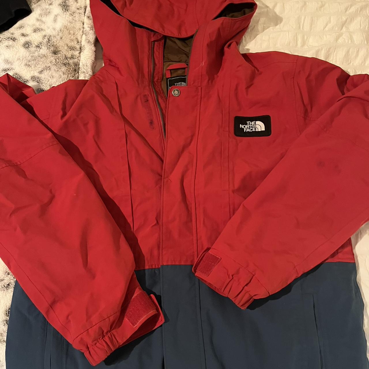 North face red and hotsell blue jacket