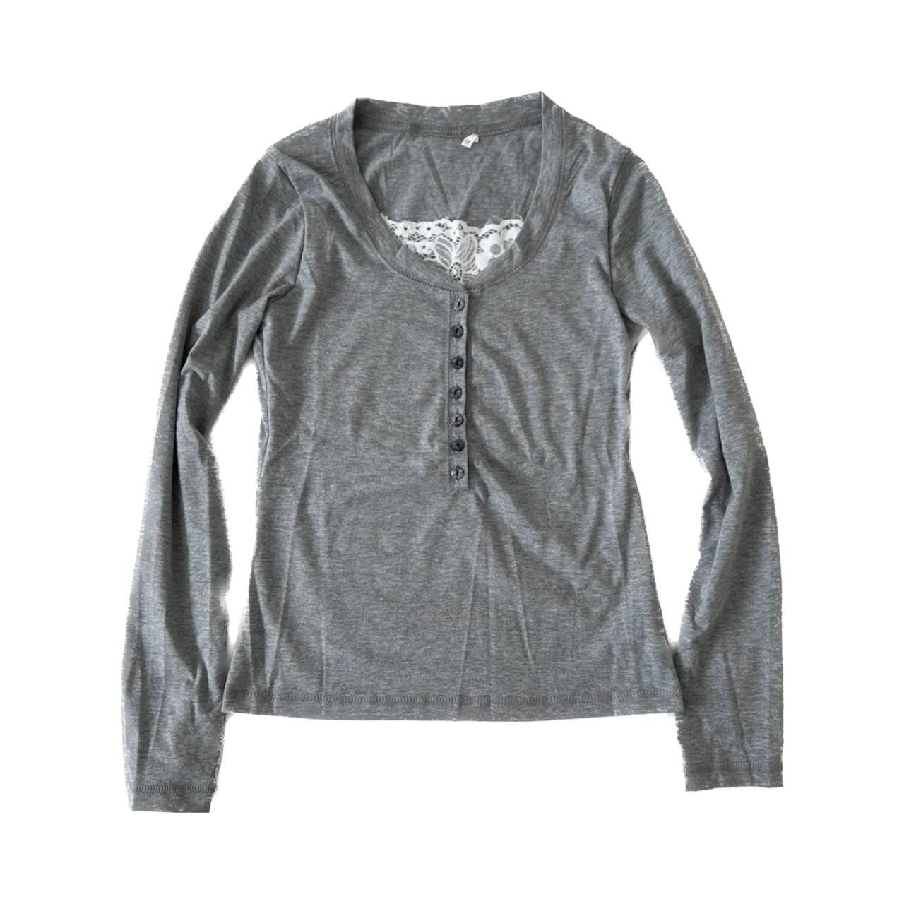 bella swan style grey long sleeve shirt with white... Depop