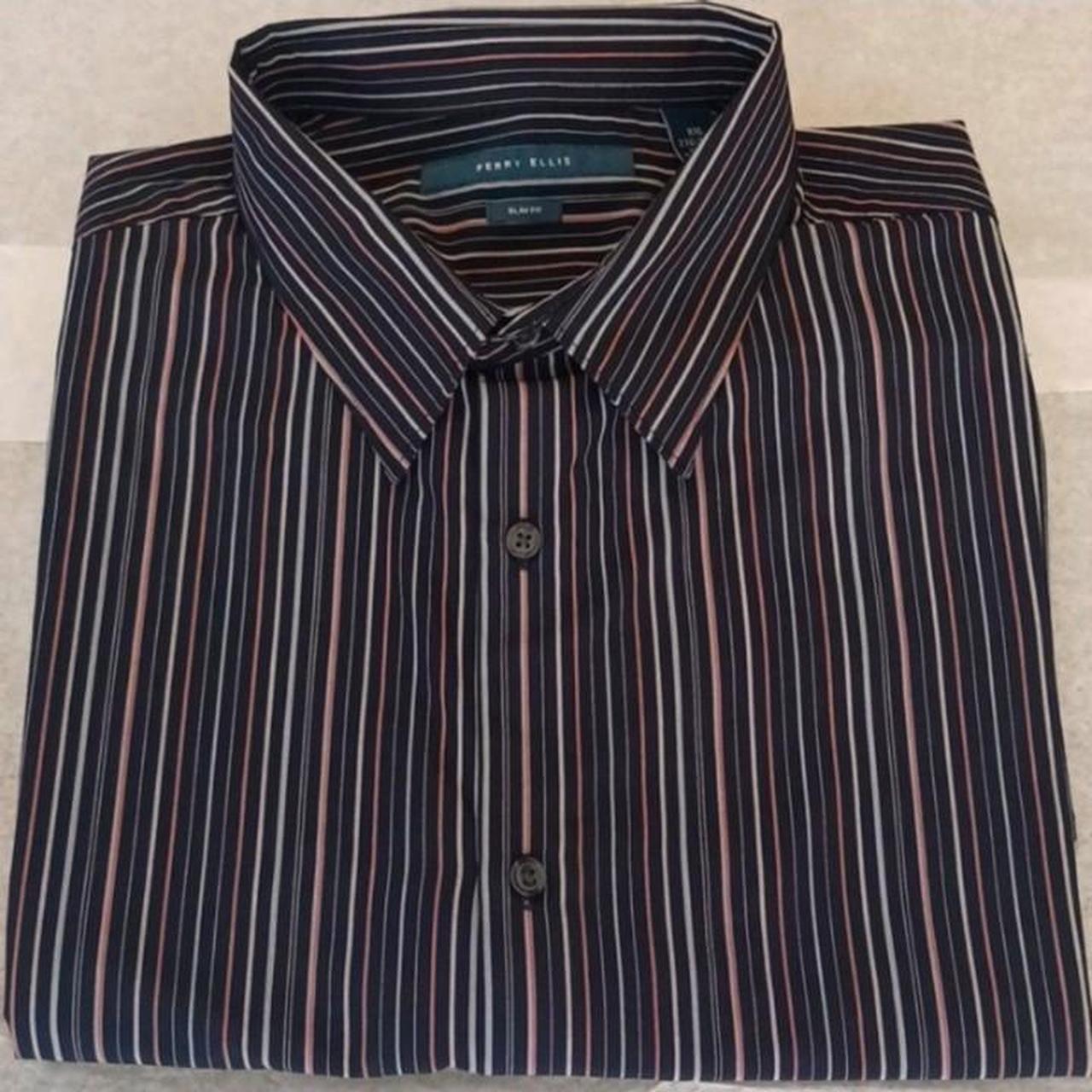 Perry Ellis Slim-Fit Deluxe Stripes Dress Shirt,... - Depop