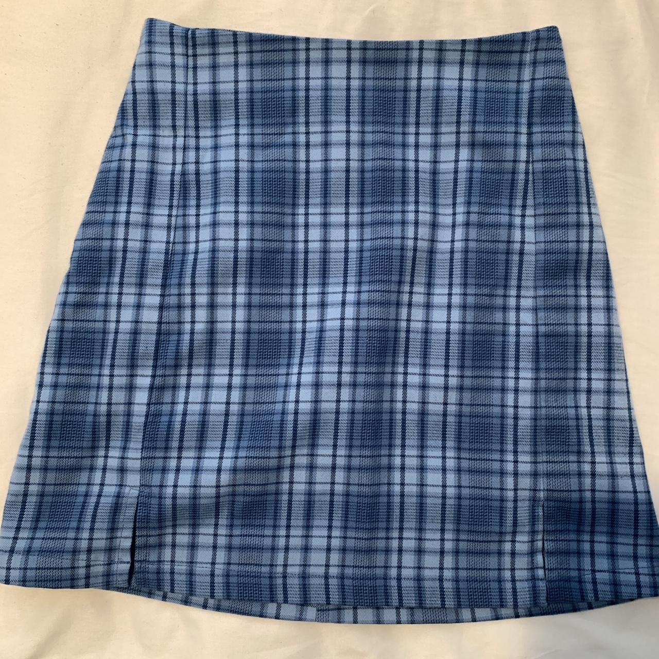 Brandy Light Blue Plaid Mini Skirt Light Pilling Depop 