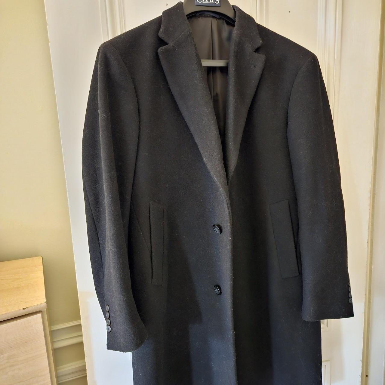 Mens Chaps Wool Blend Top Coat Color Black Size... Depop