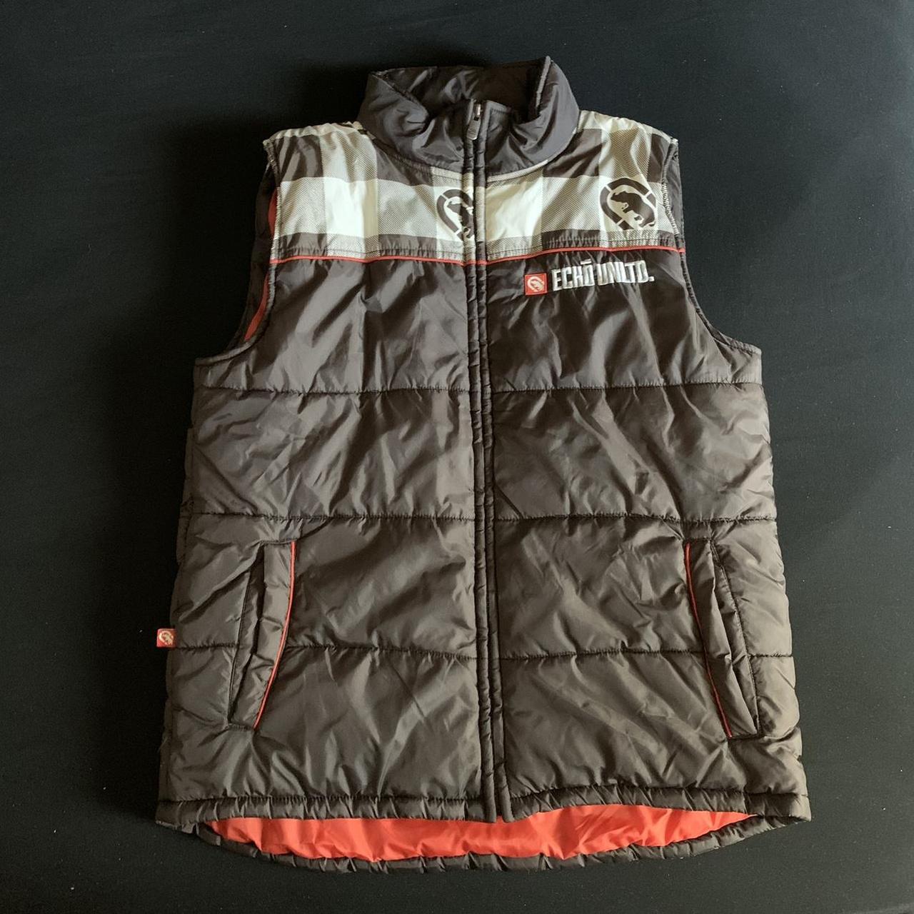 Ecko Unltd 2000 s Puffer Vest Brown Beige Orange. Depop