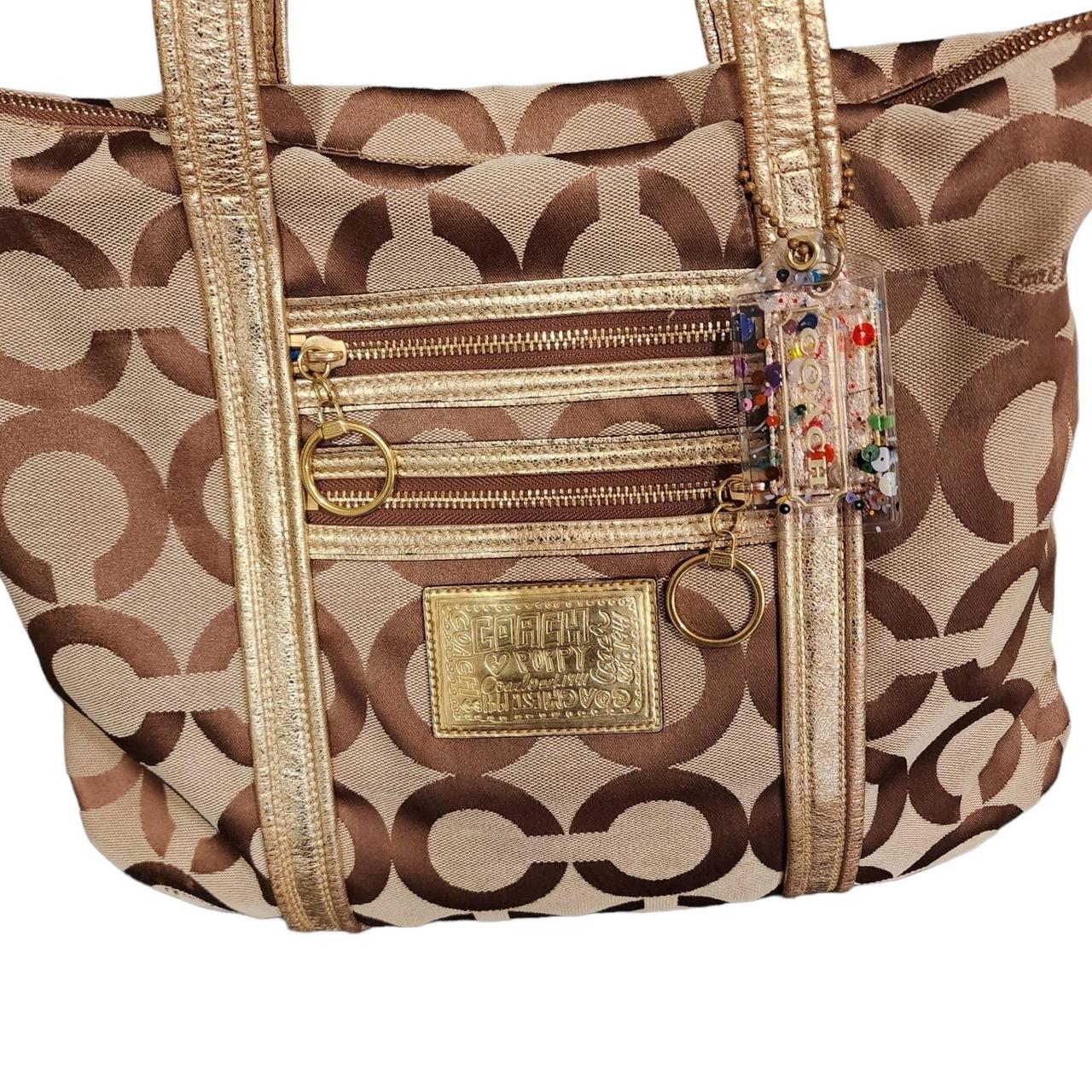 Coach Poppy Op Art Gold and Brown Glam hotsell Tote Style 13826