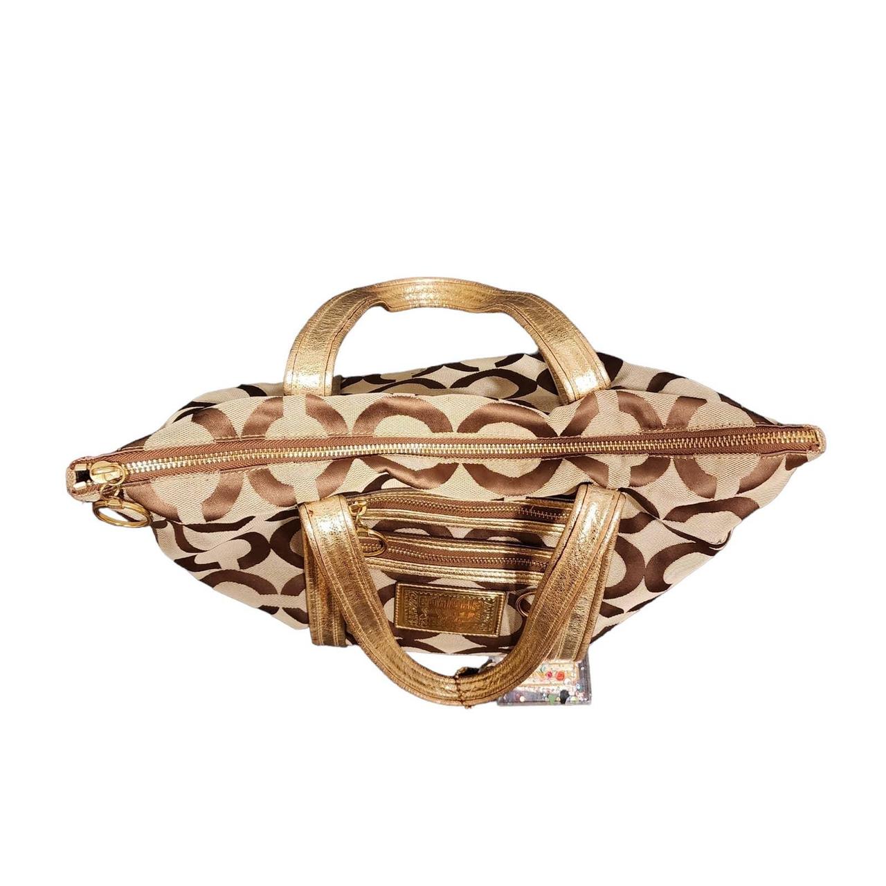 Coach Poppy Op newest Art Gold and Brown Glam Tote Style 13826