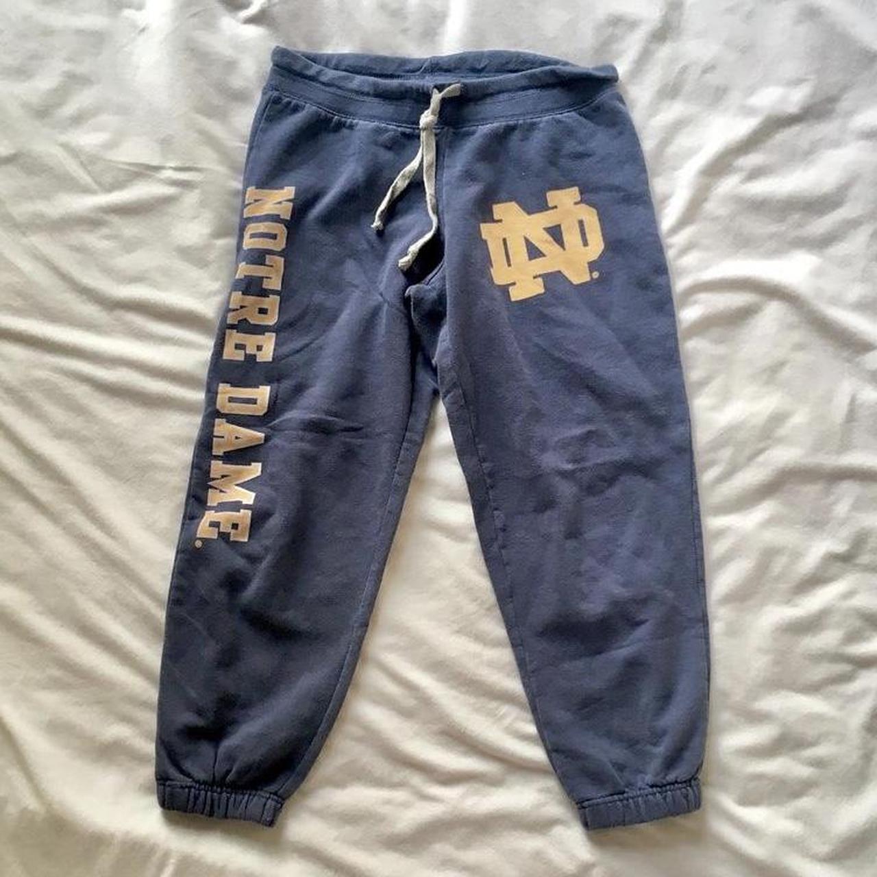vintage Notre dame blue and gold capri sweatpants,... Depop