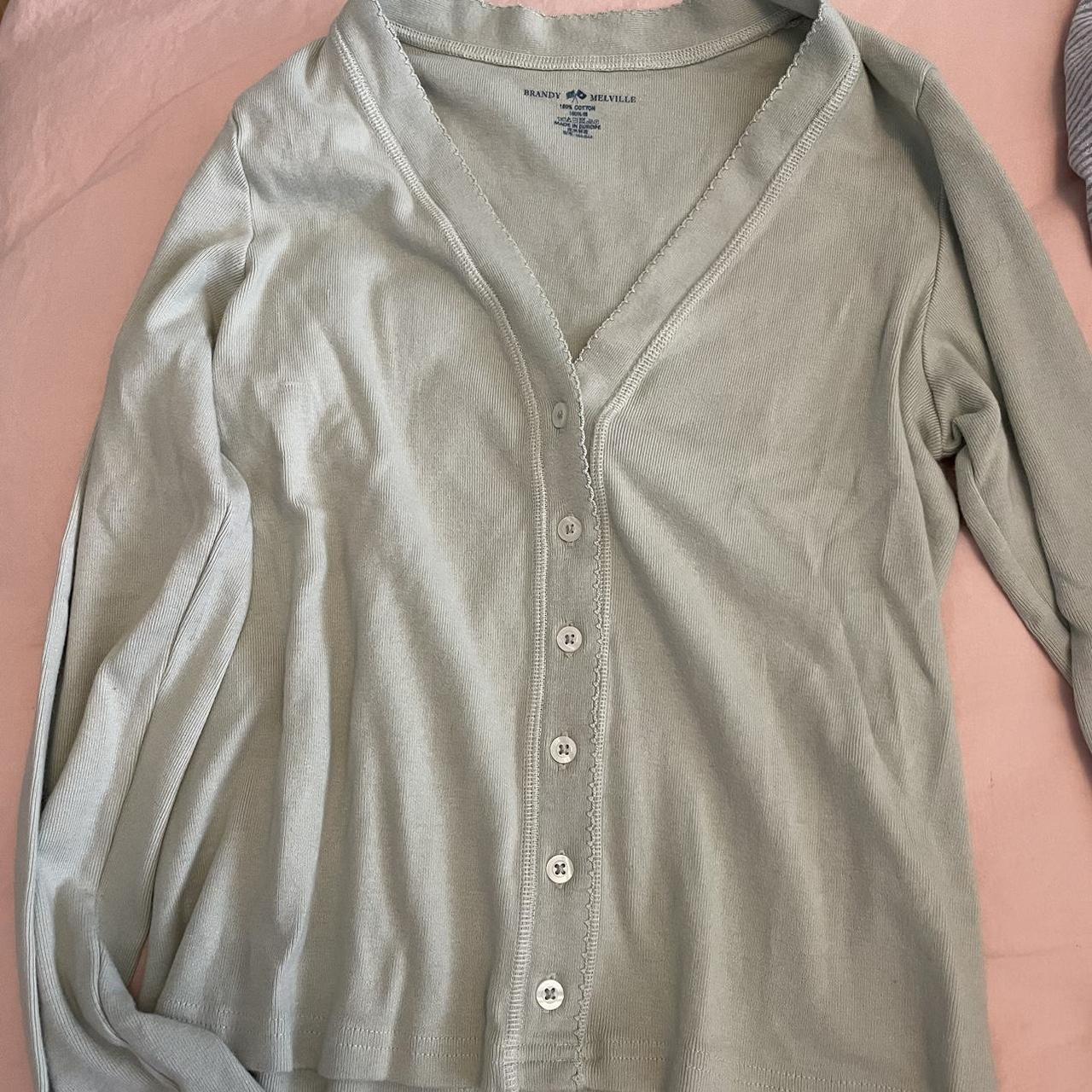 Sage green brandy button long sleeve Depop
