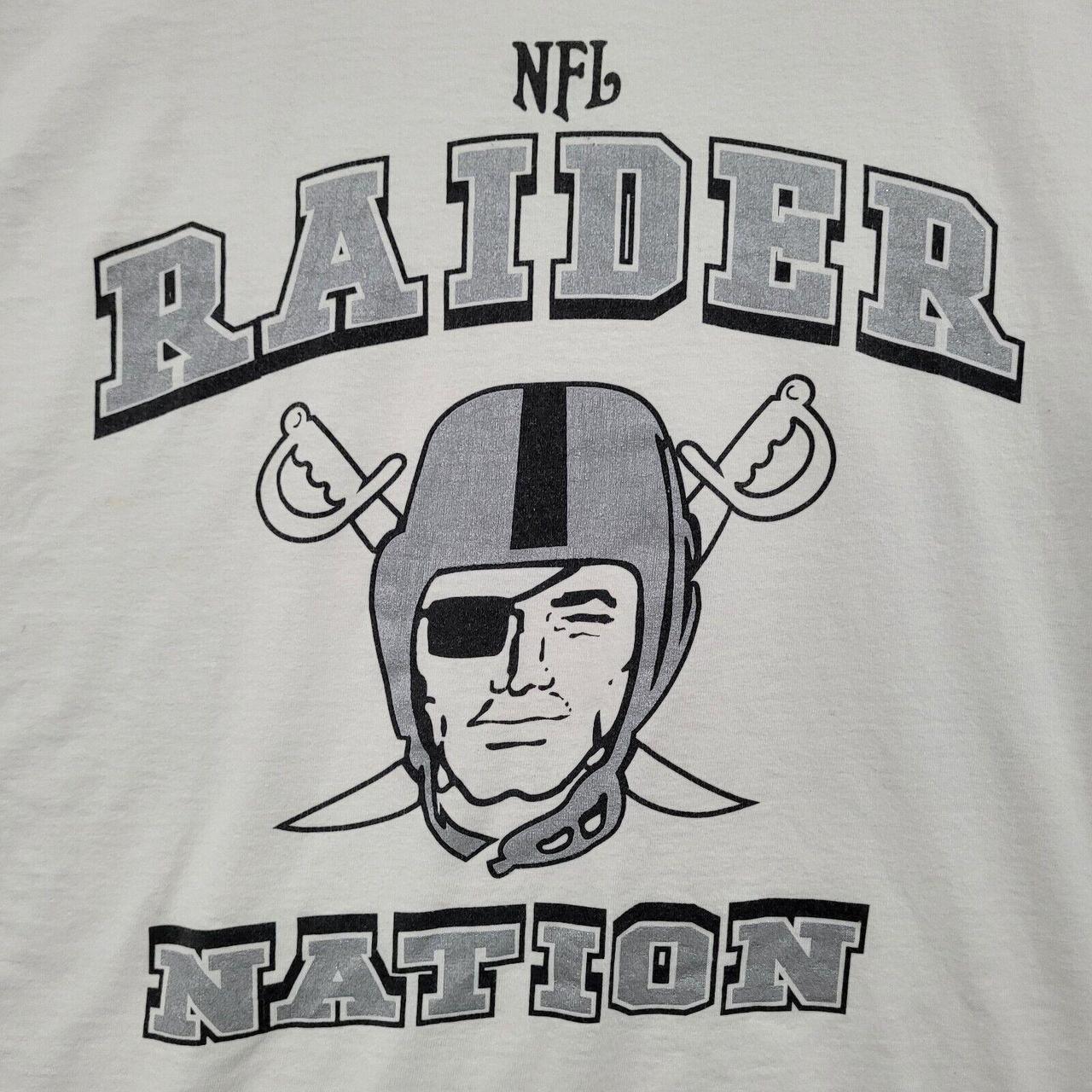 Vintage Oakland Raiders T Shirt Sliver & Black - Depop