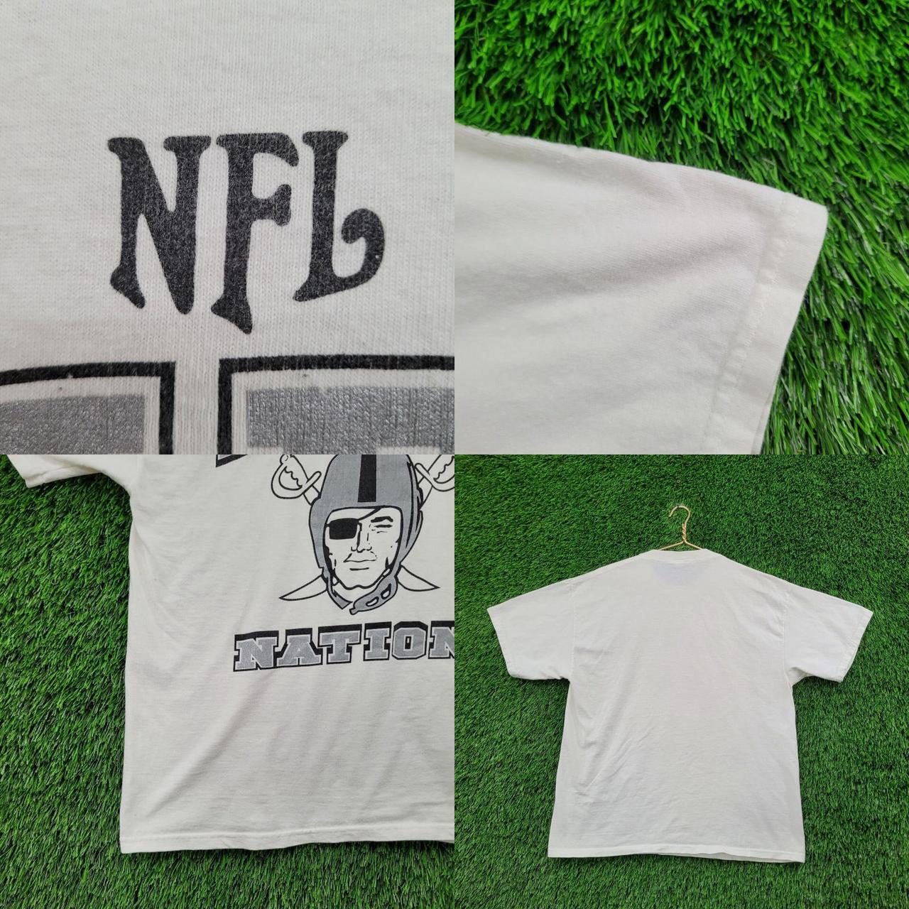 Vintage Oakland Raiders T Shirt Sliver & Black - Depop