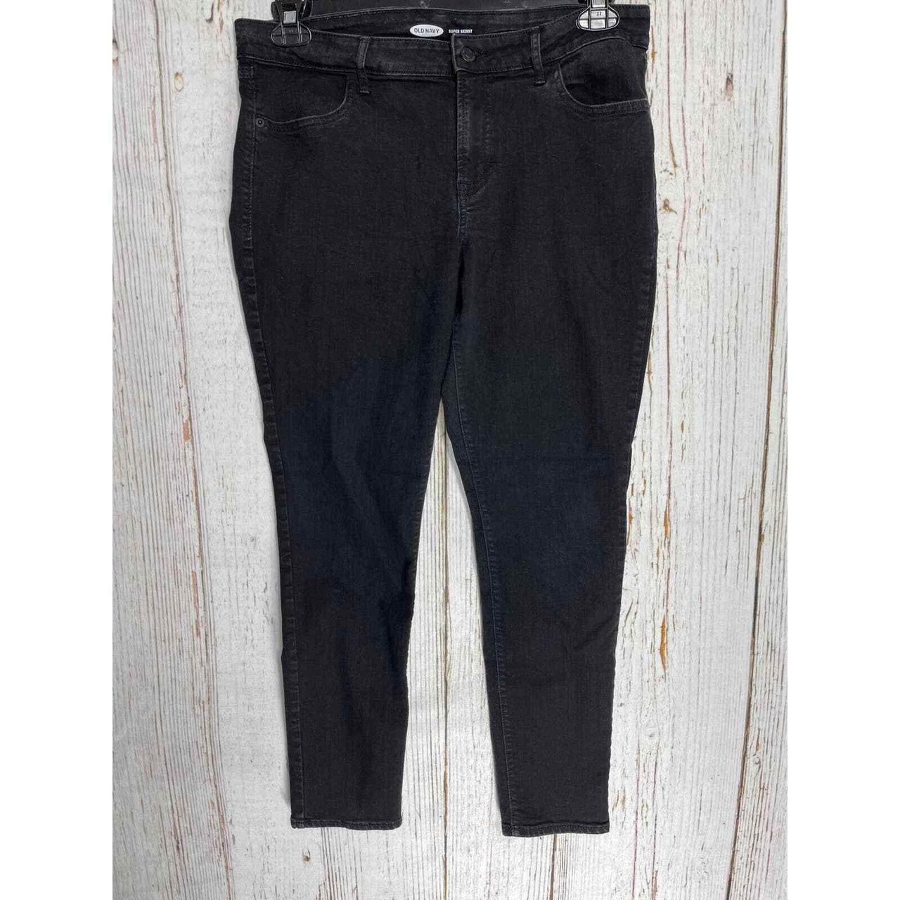 Old Navy Jeans Women 12 Black Super Skinny Denim Mid... - Depop