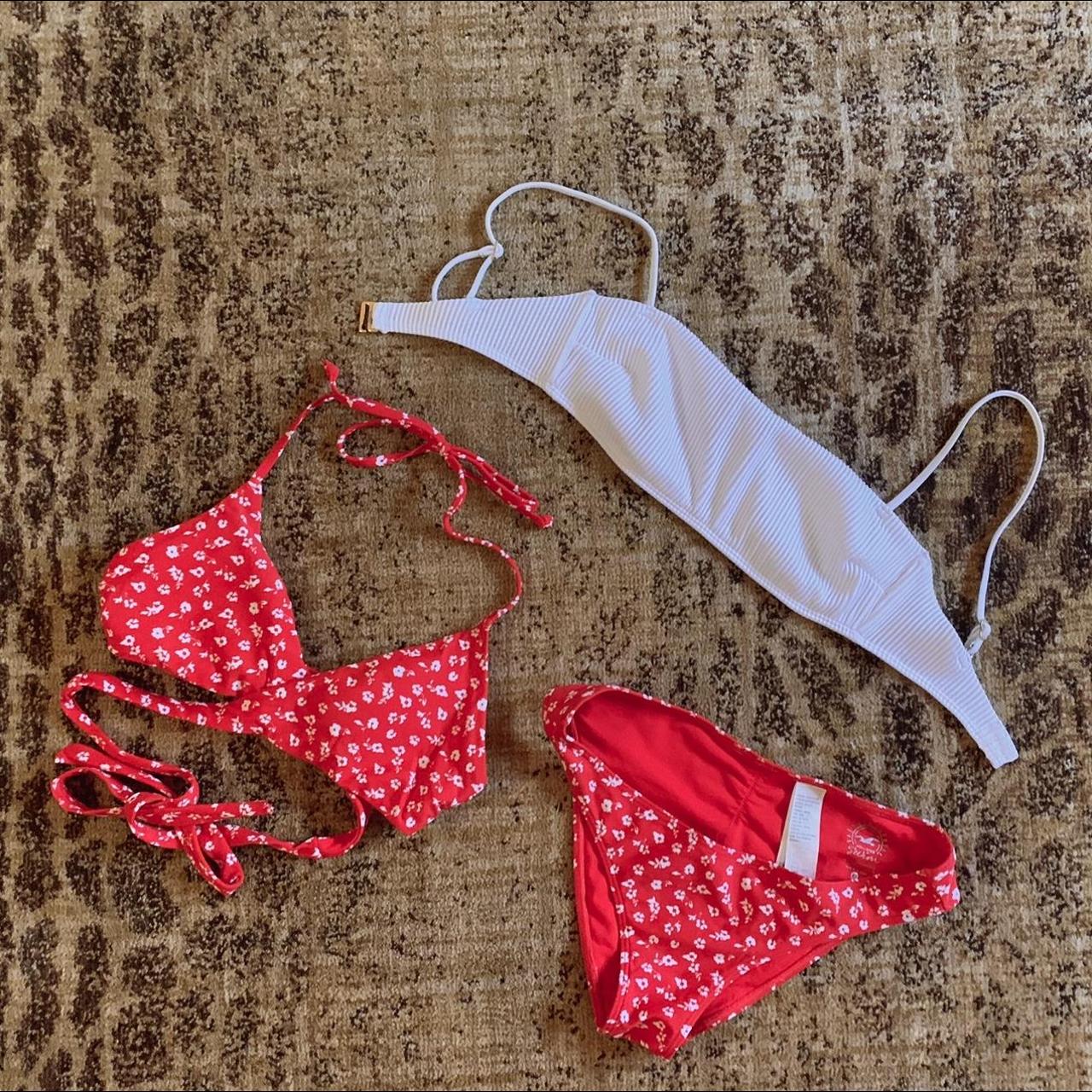 Hollister Co. Women's Red and White Bikinisandtankinisets Depop