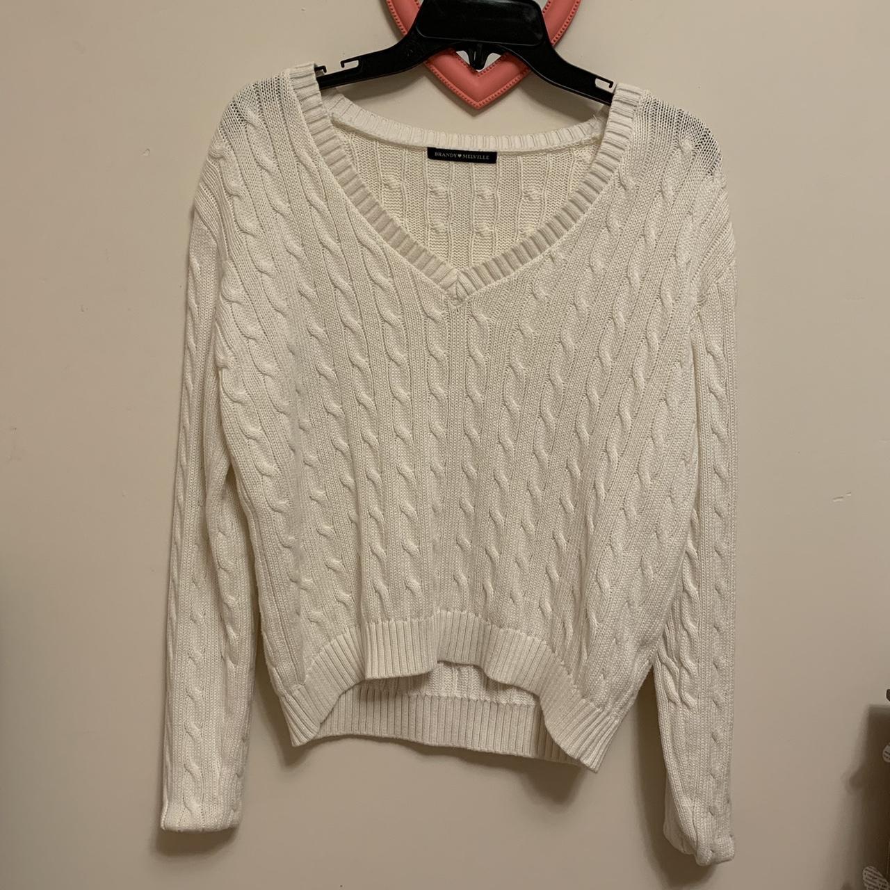 Brandy Melville Women's White and Cream Jumper | Depop