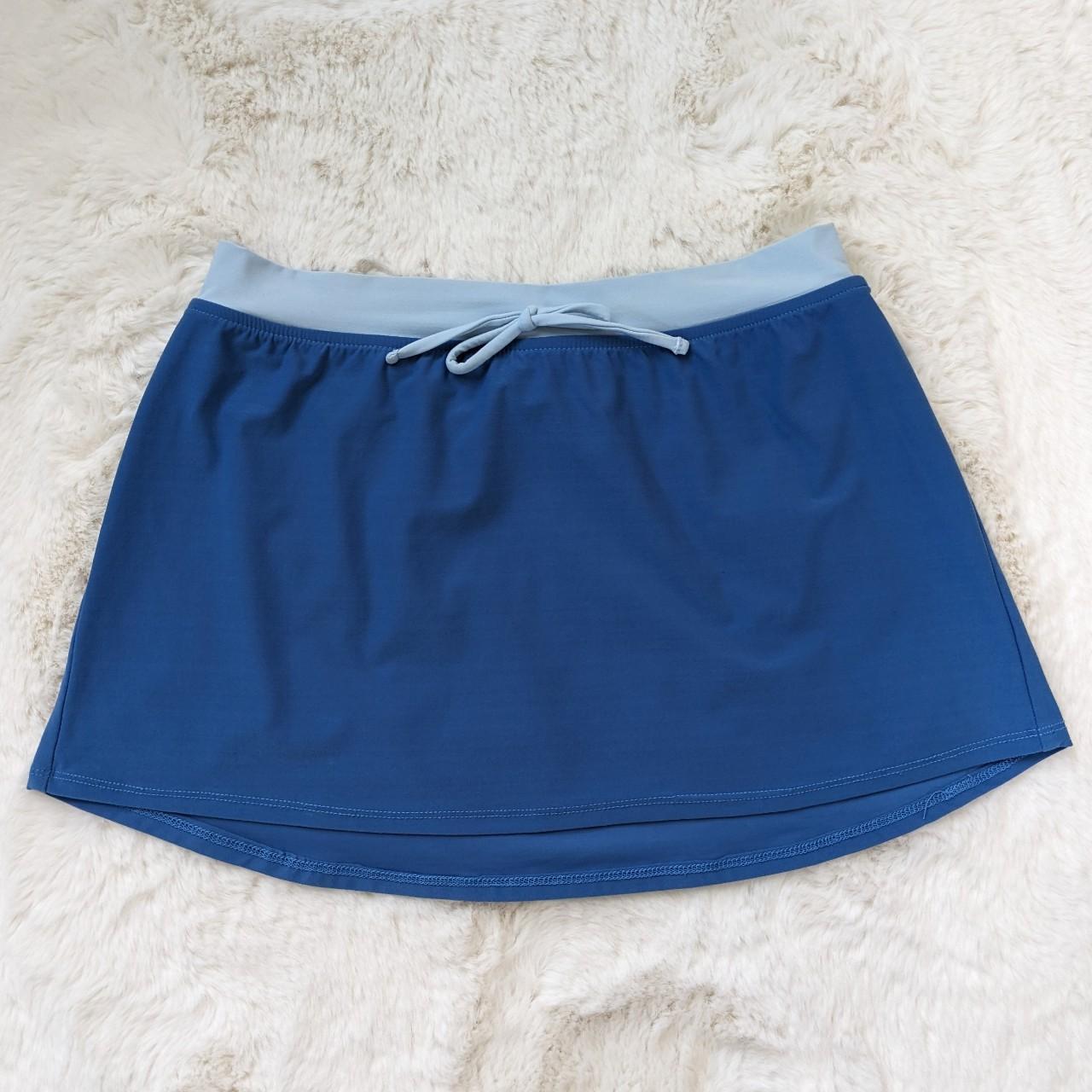 Vintage blue spandex micro mini swim skirt from the... - Depop