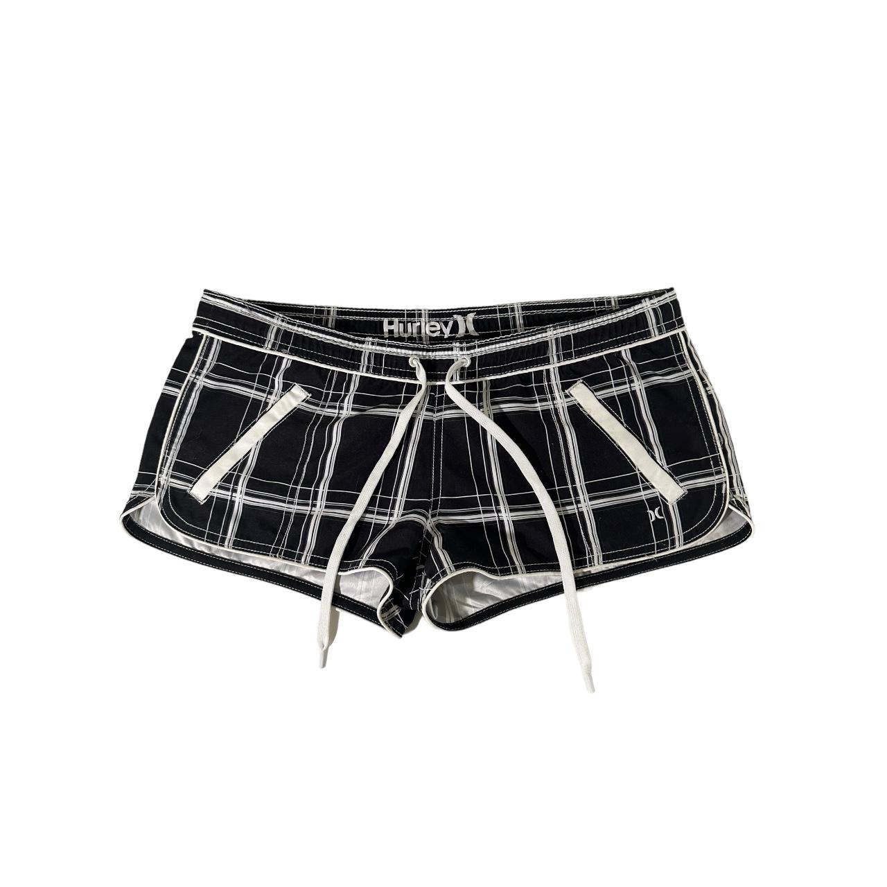 Hurley Women's Black and White Swimbriefsshorts Depop