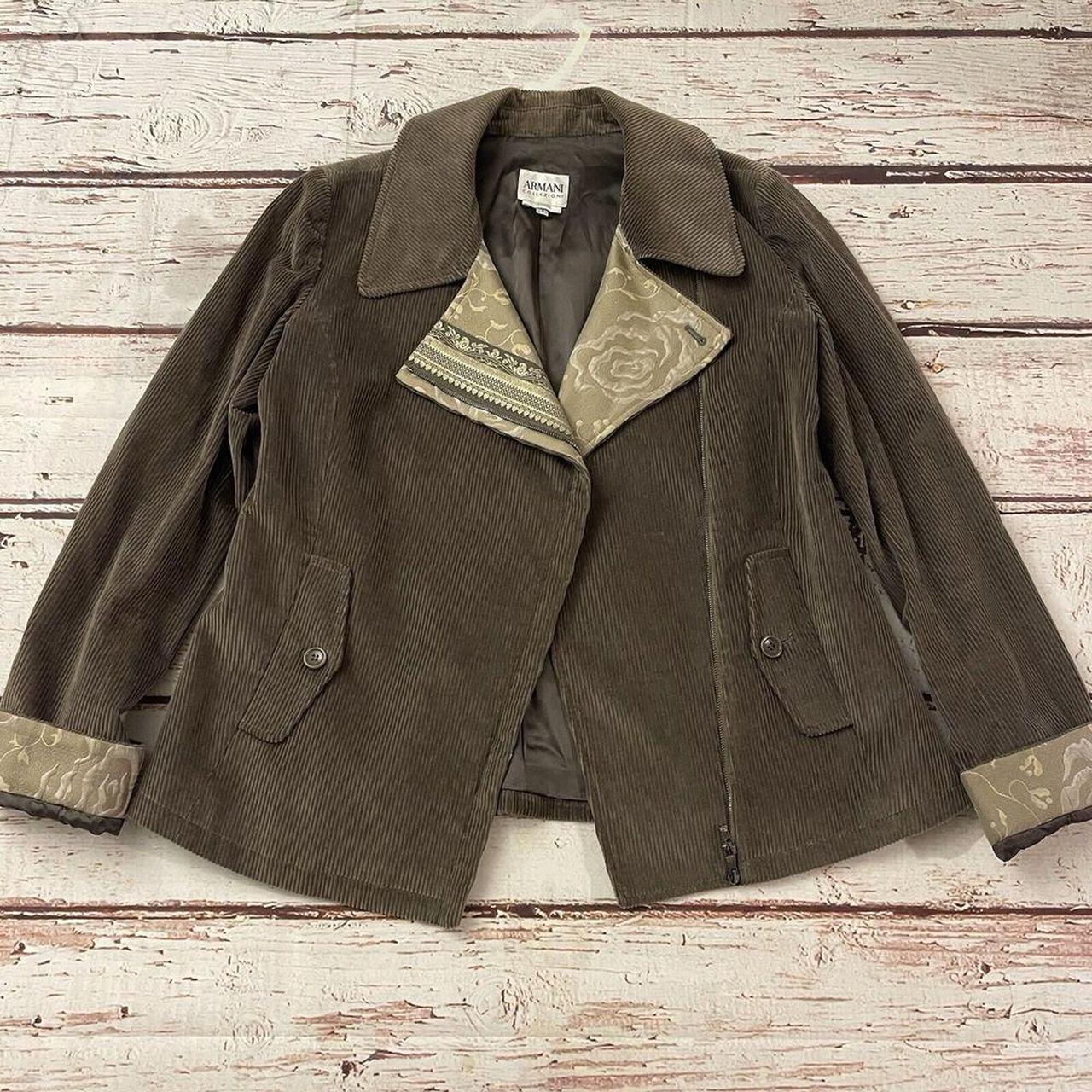 Women's Jacket - Brown - 8 – Armani Collezioni Light Brown Corduroy Moto Zip …