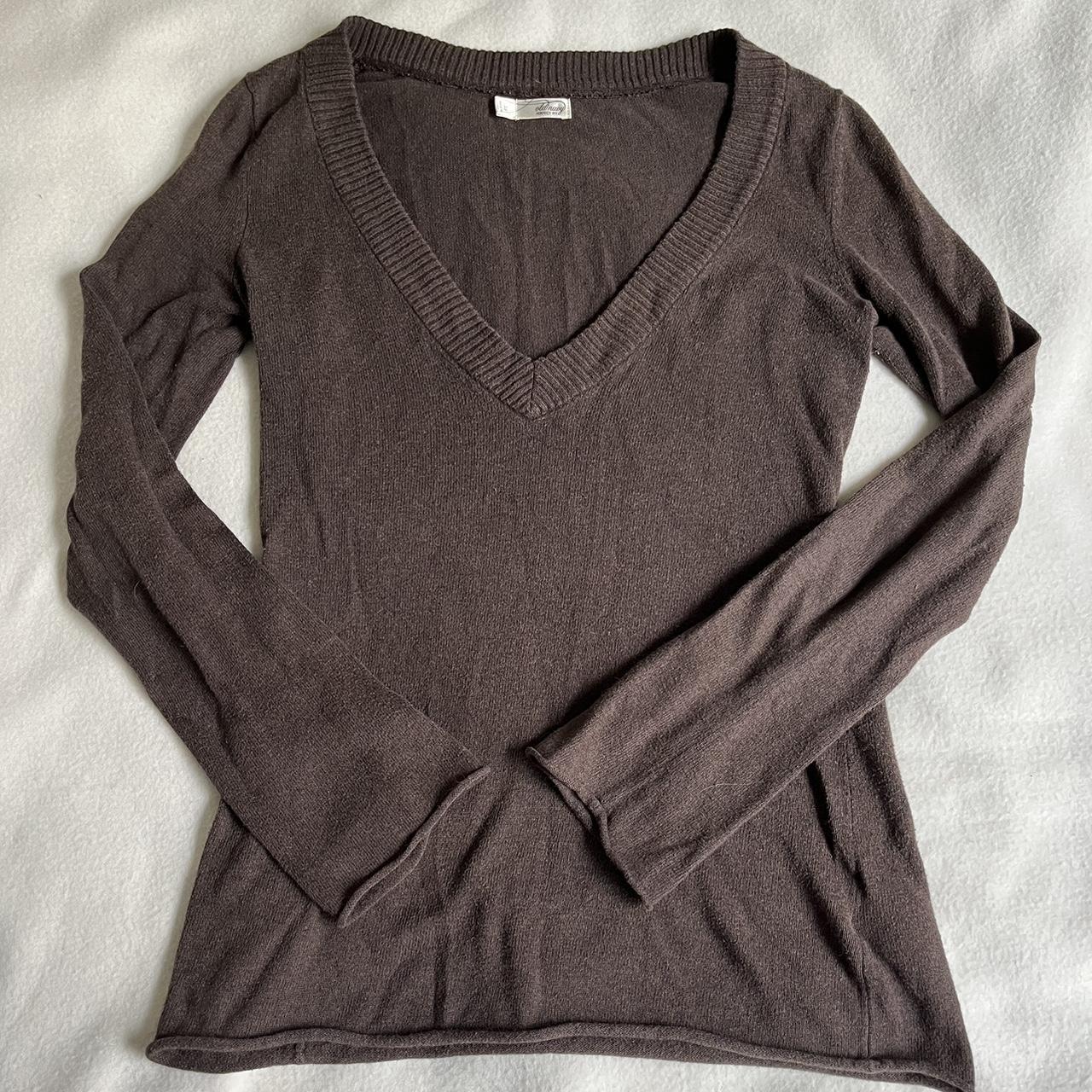 brown v-neck long sleeve - open to offers! dm with... - Depop