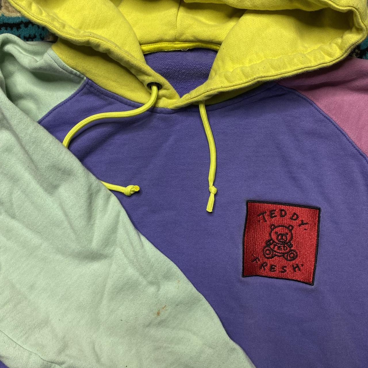 Teddy Fresh Colorblock Hoodie Size tag cut fits... - Depop