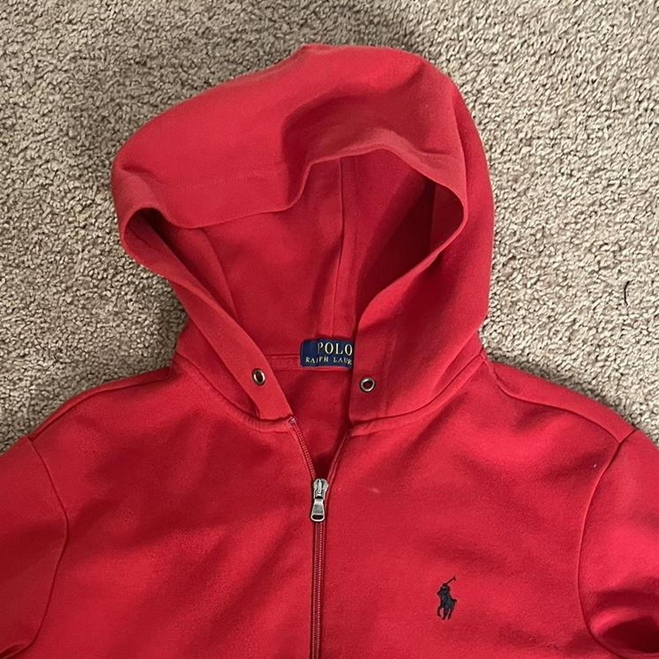 Basic Red Polo Hoodie Like Newlittle To No Depop 9693