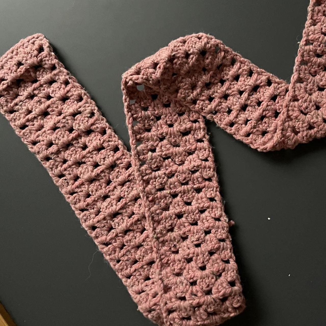 Speckled Mauve Filet Crochet Scarf