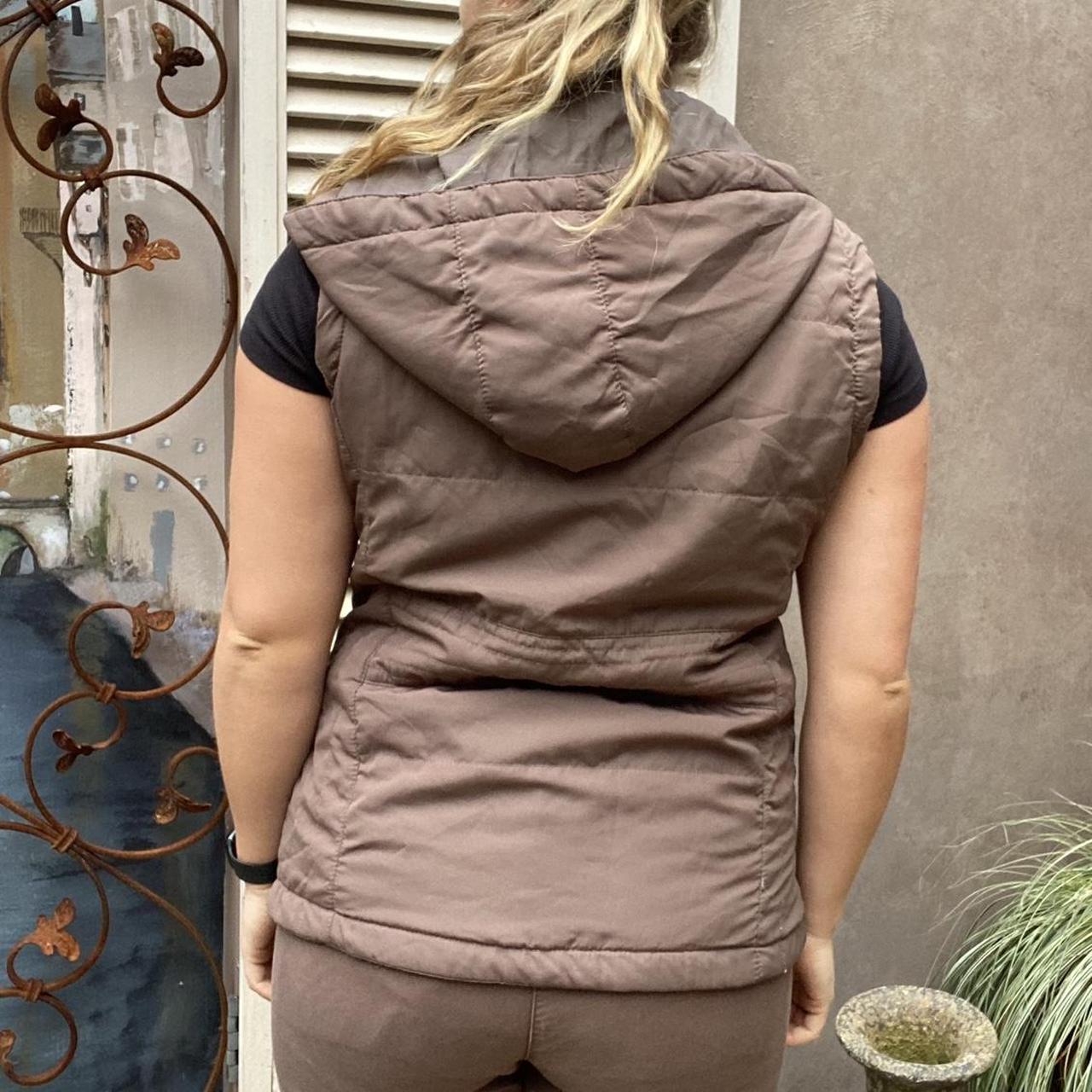 Katie’s Brown puffer vest Nice material, wears well... - Depop