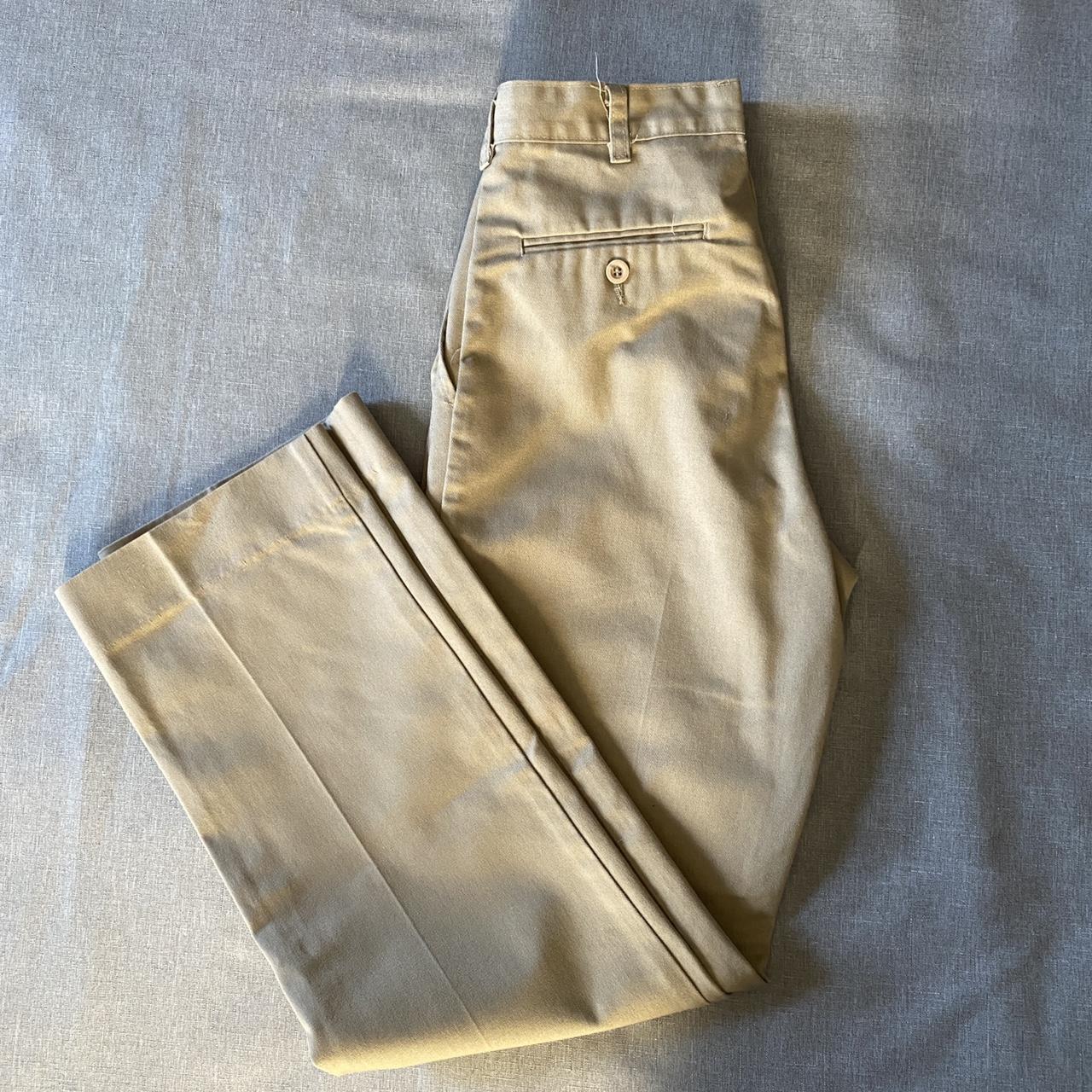 Khaki pleated pants. Size is 28x30. has a straight... - Depop