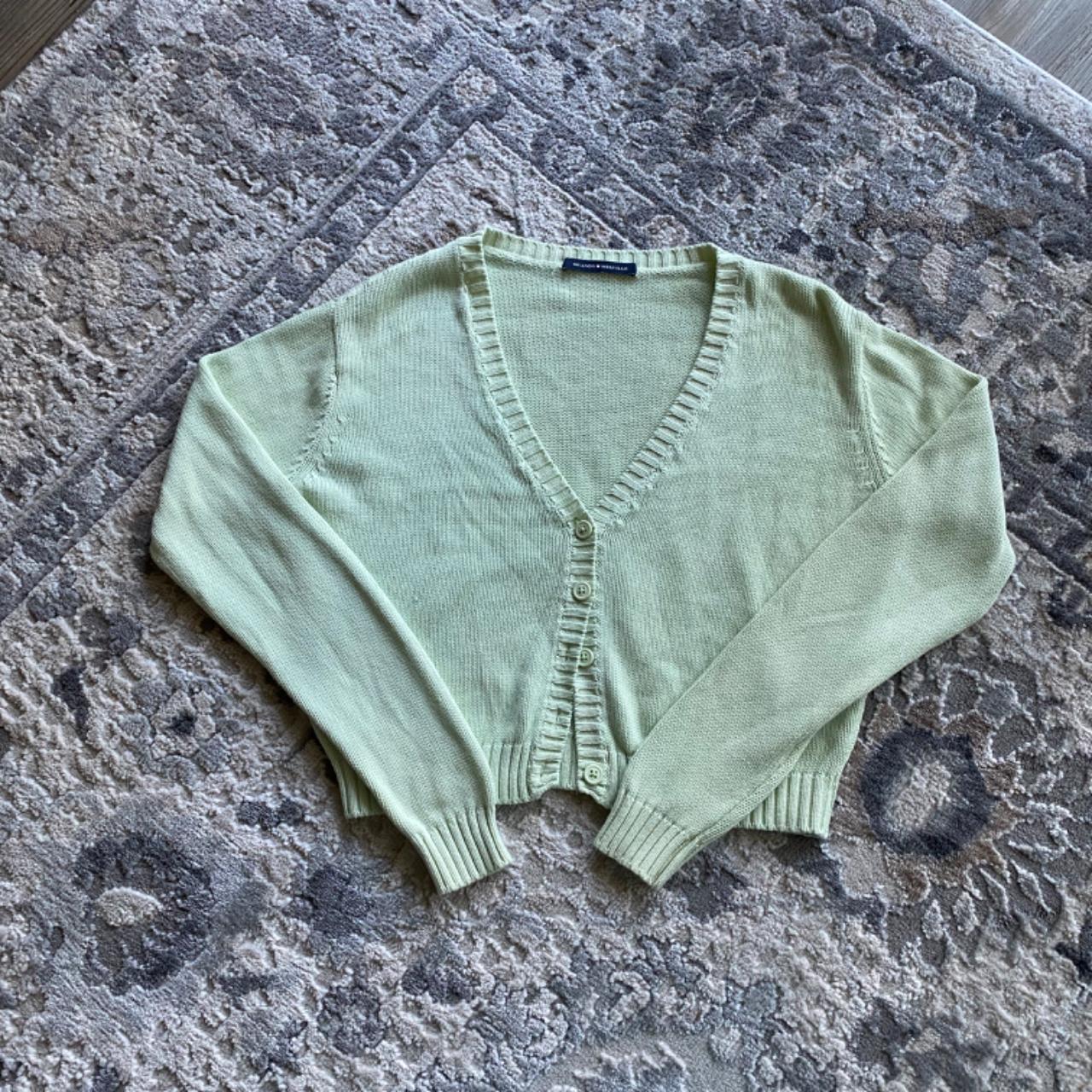 Brandy Melville Women's Green Cardigan Depop