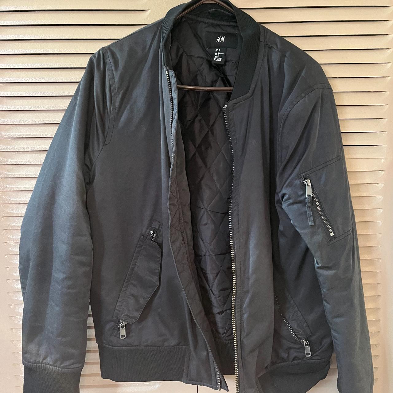 H&M Men's Black Bomber Jacket - Depop