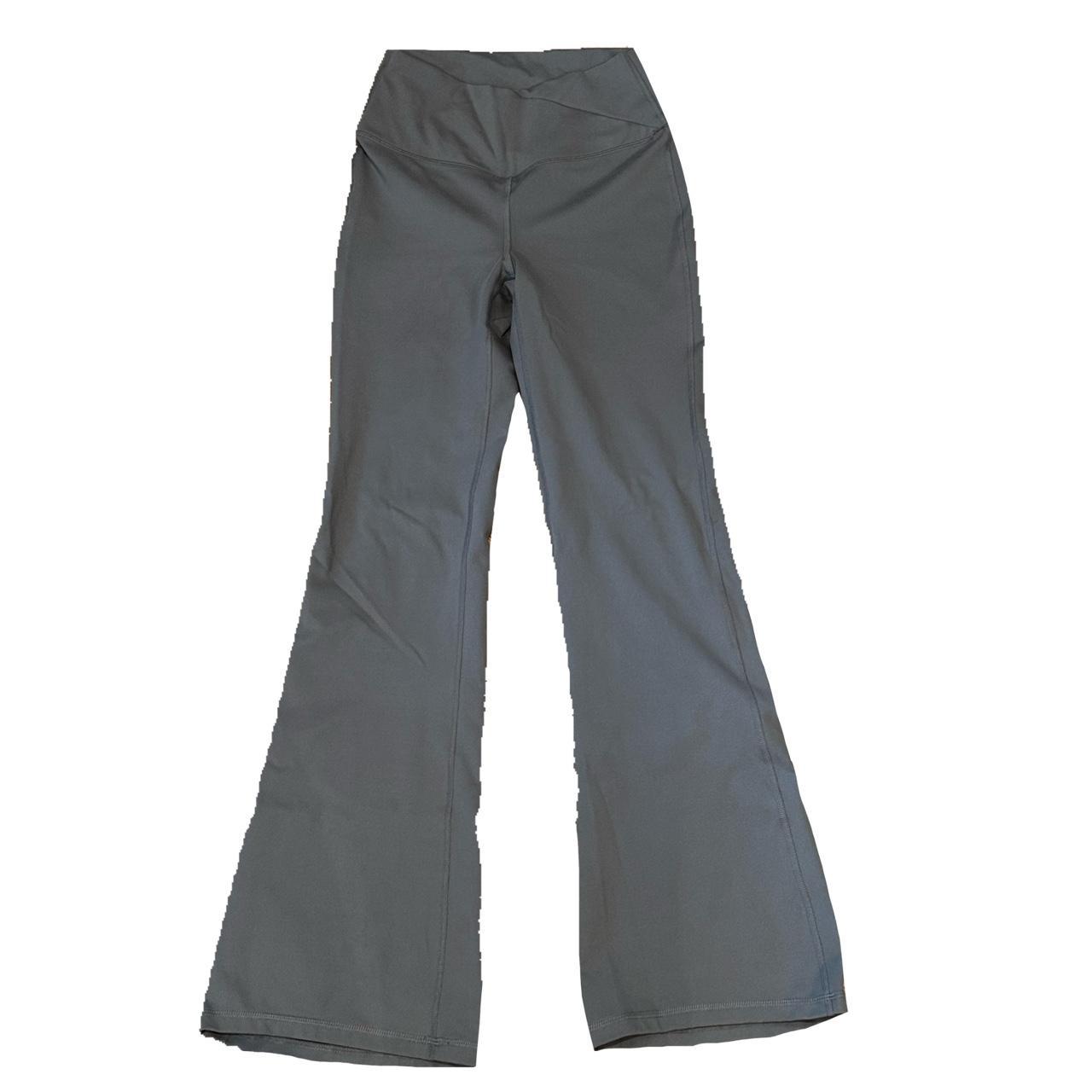 grey crossover waist flare leggings • yogalicious... - Depop