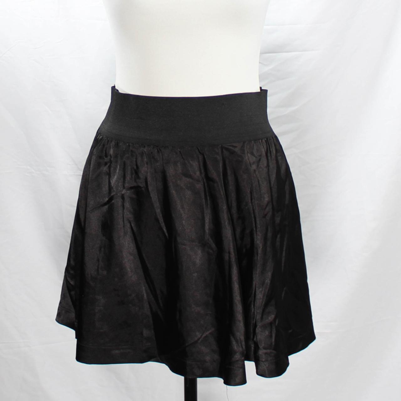 Black Sateen Mini Skirt Forever 21 Size Large... - Depop