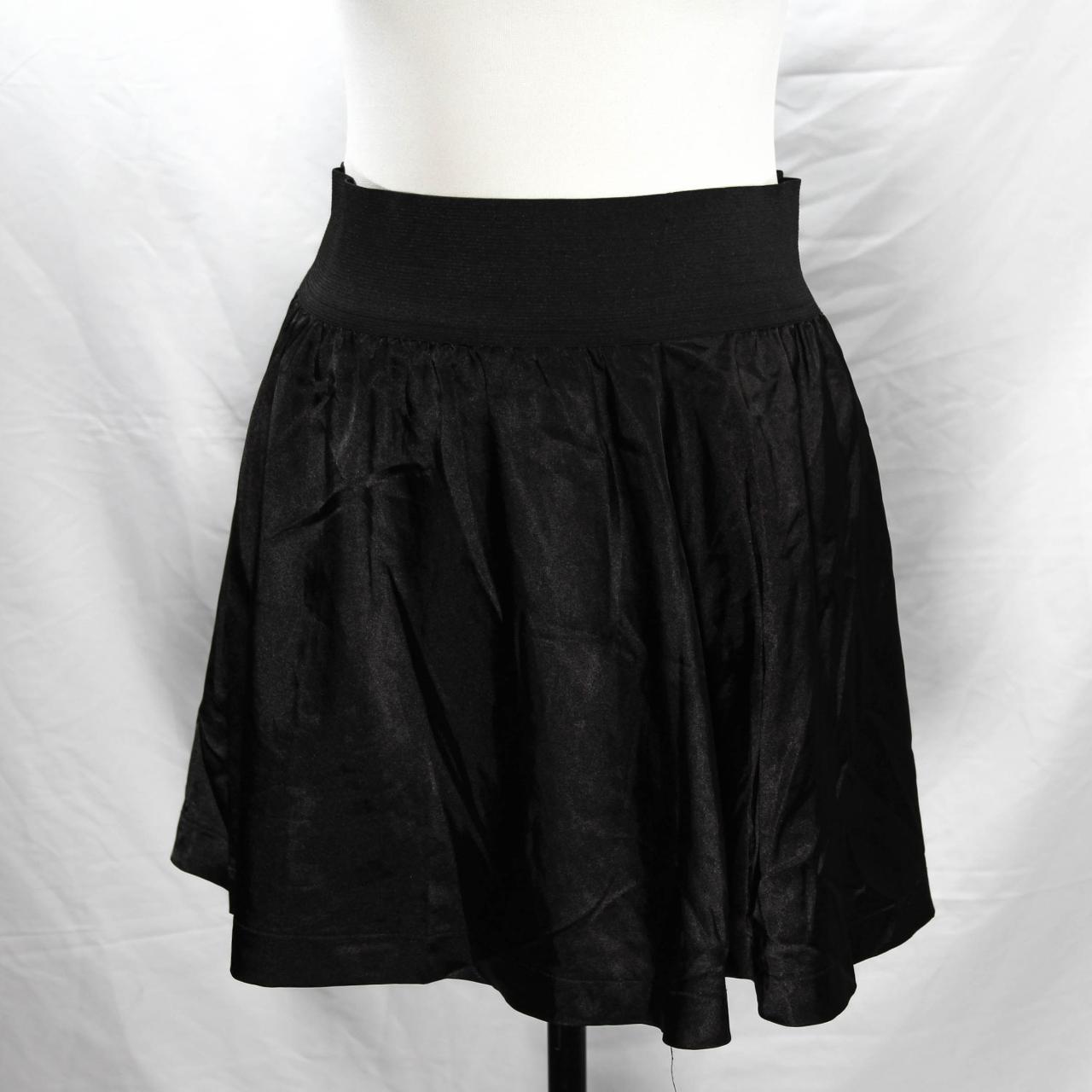 Black Sateen Mini Skirt Forever 21 Size Large... - Depop