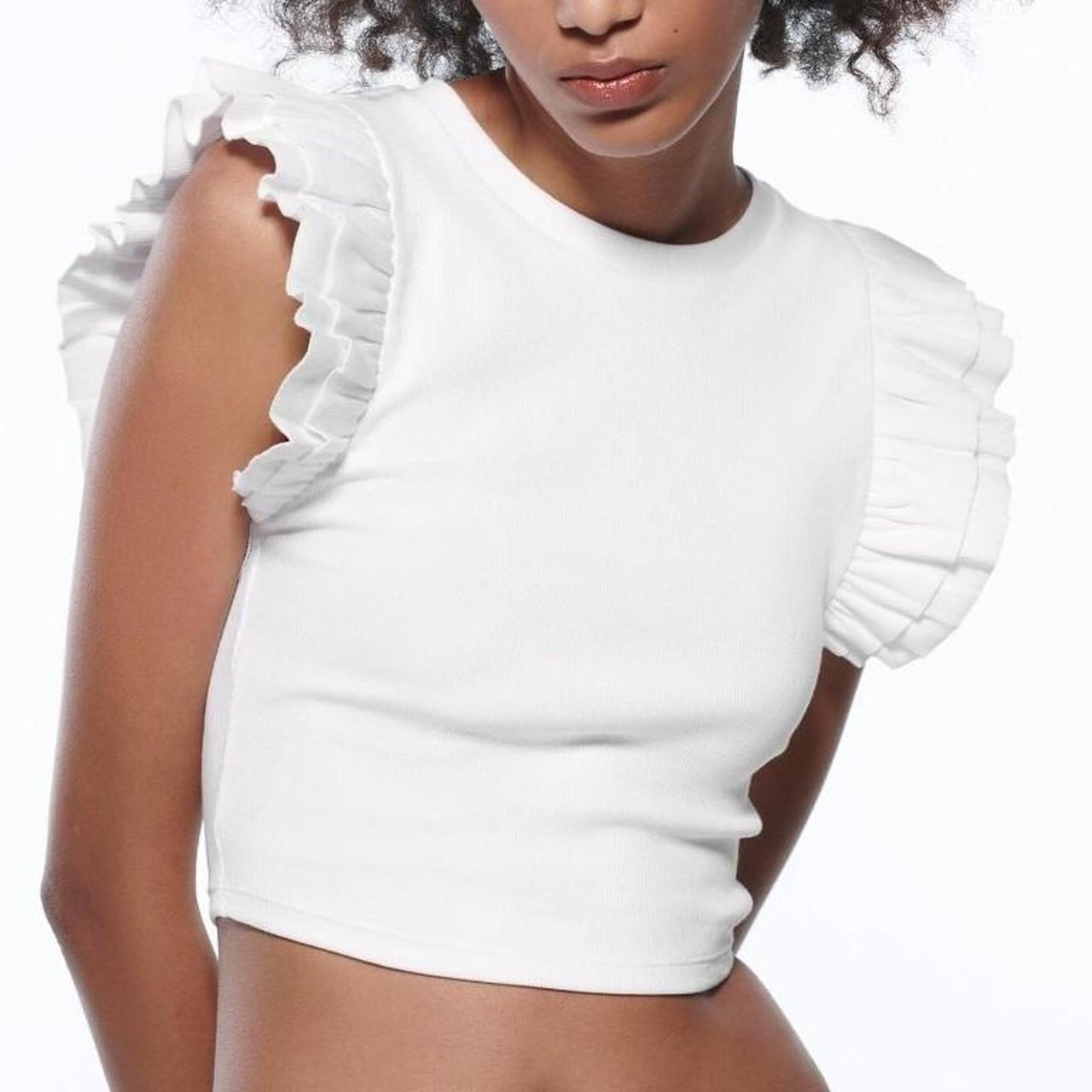 ZARA WHITE TSHIRT WITH RUFFLES [Available in 2 | Depop