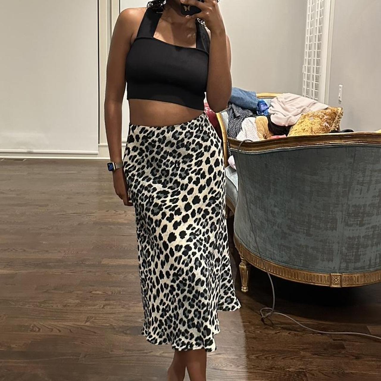 Leopard print shop midi skirt zara