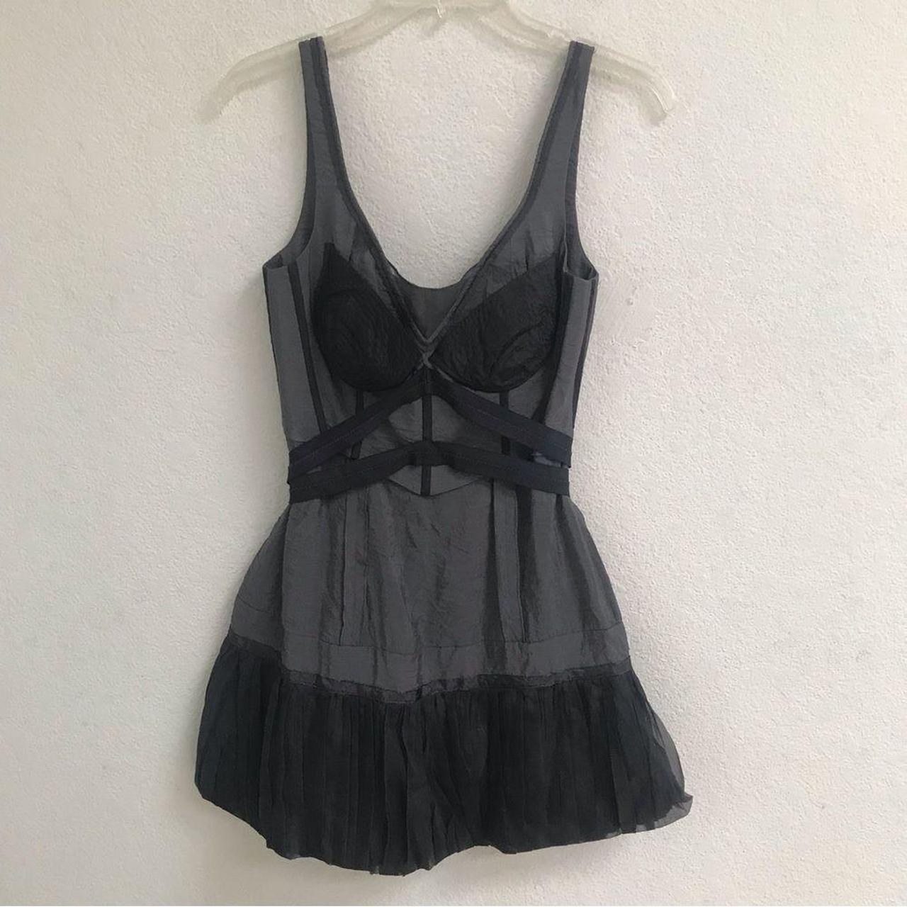 BCBGMaxAzria Runway Y2K Deadstock gray corset dress Depop