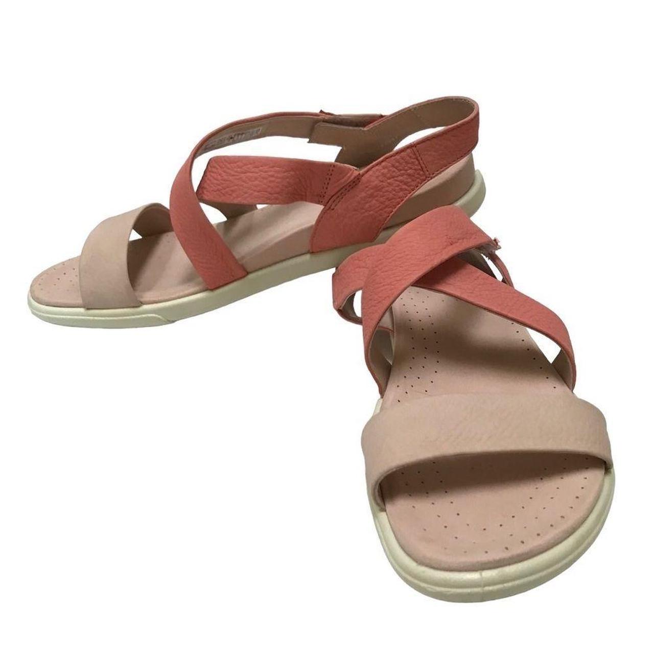 makeup regnskyl Stavning Ecco Damara crisscross pink leather sandals Size... - Depop