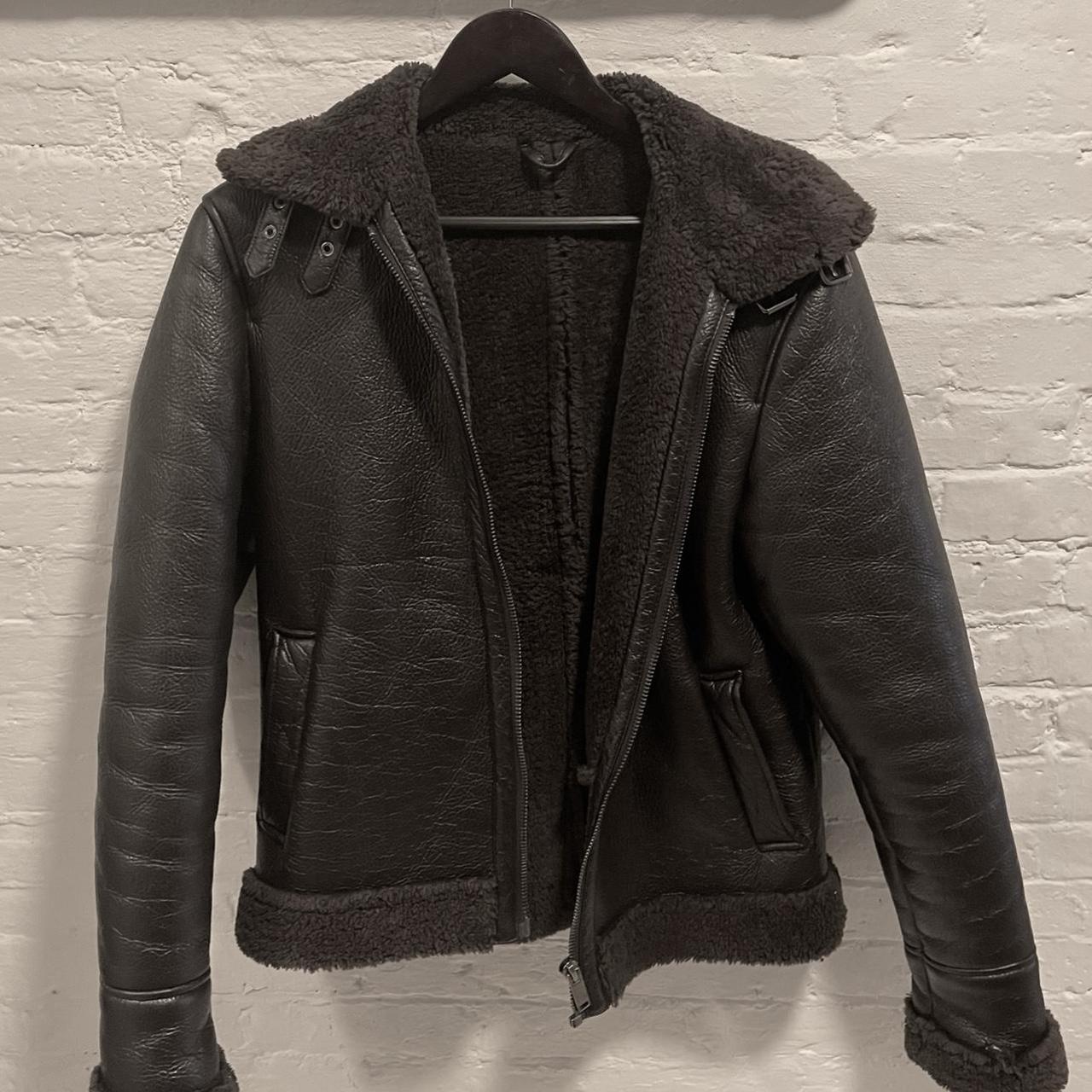 River Island faux shearling leather Aviator Jacket Depop
