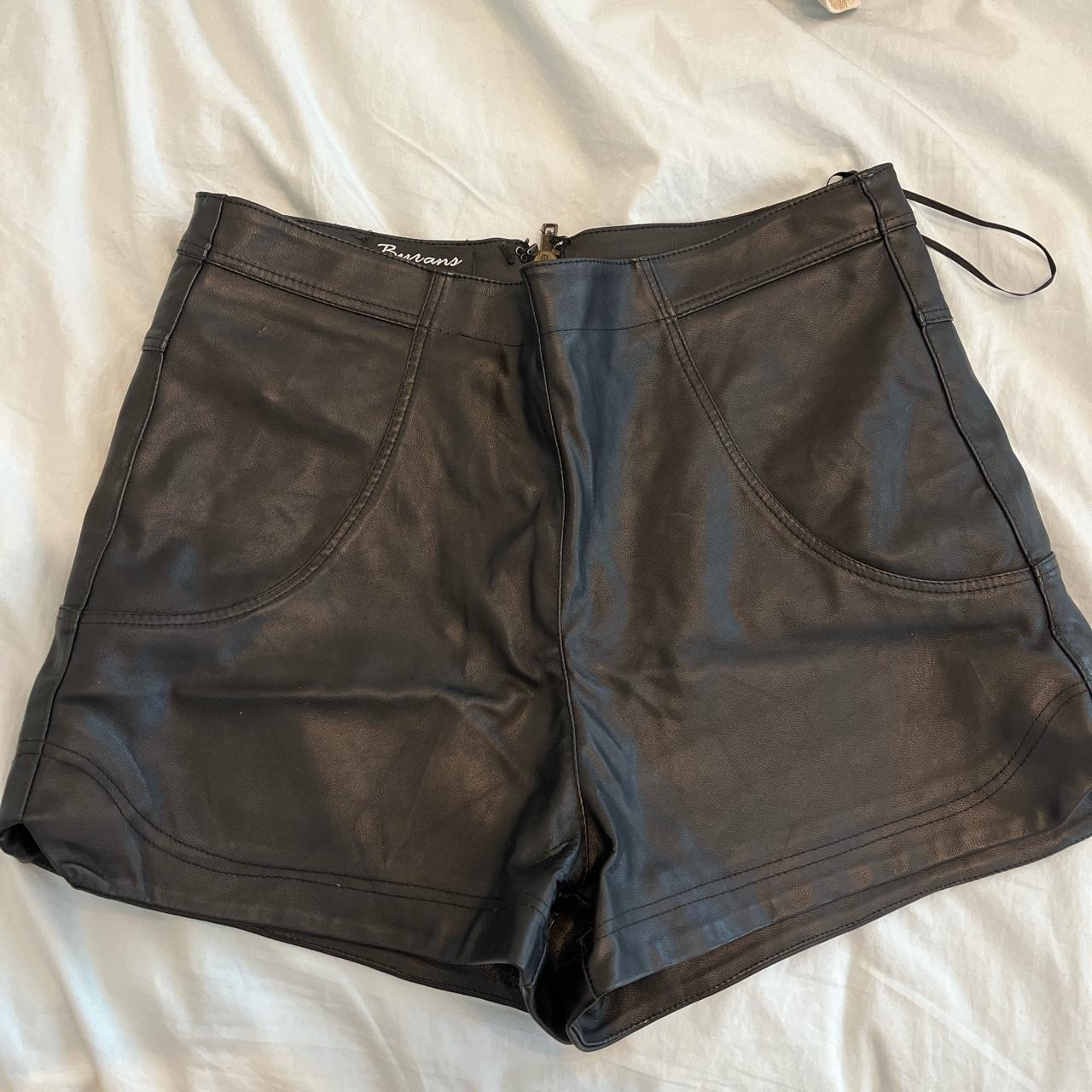 Cute black leather shorts Too small for me Not... - Depop