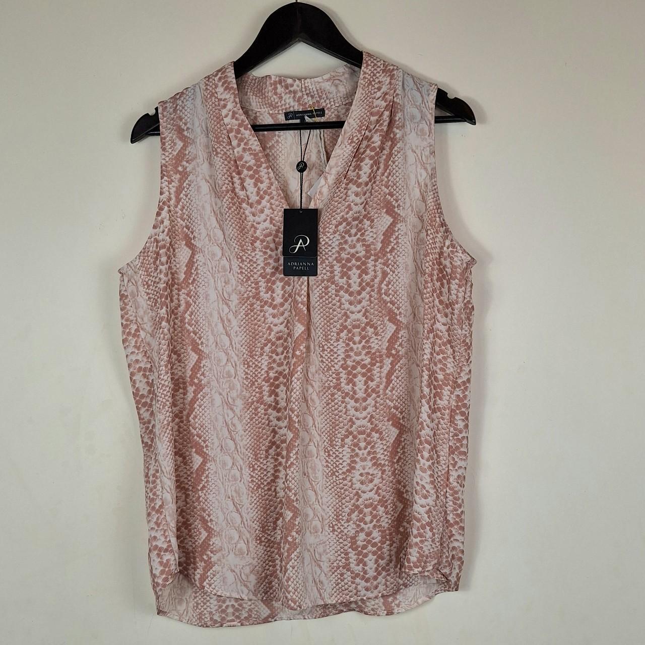 BNWT Adrianna Papell Pleat Neck Blouse Size L Blush Depop