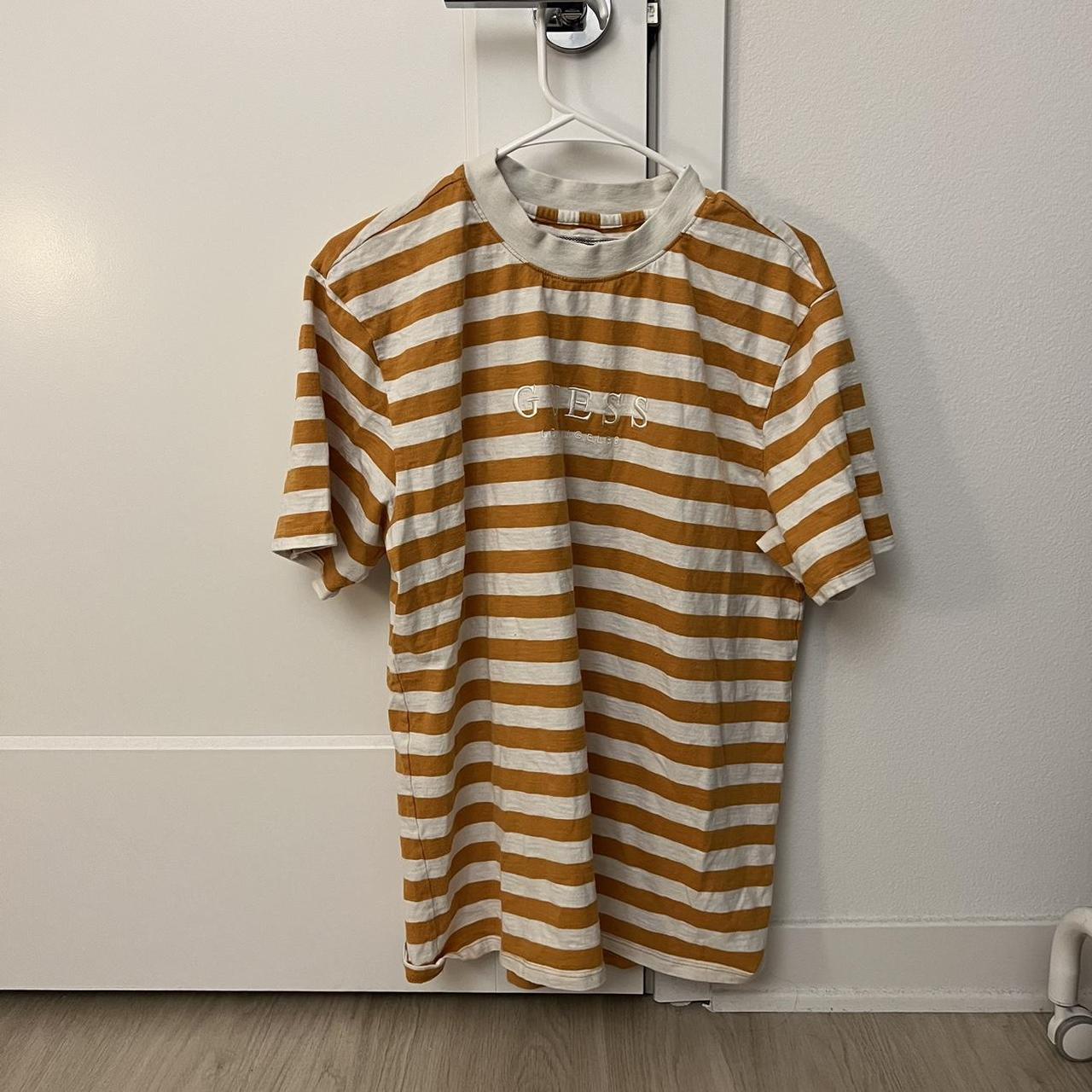 guess striped t shirt yellow