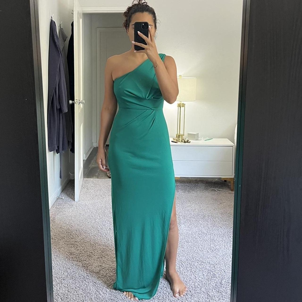 Bcbg green one shoulder dress hotsell